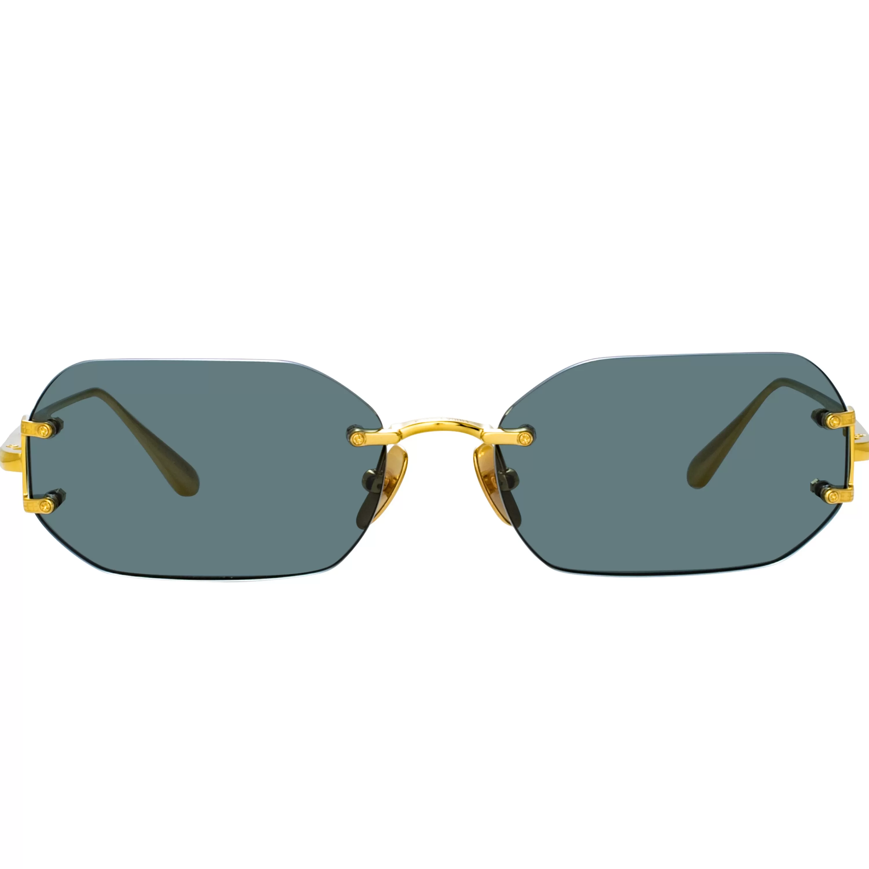 Women LINDA FARROW (U.K.) Magali Angular Sunglasses in Yellow Gold