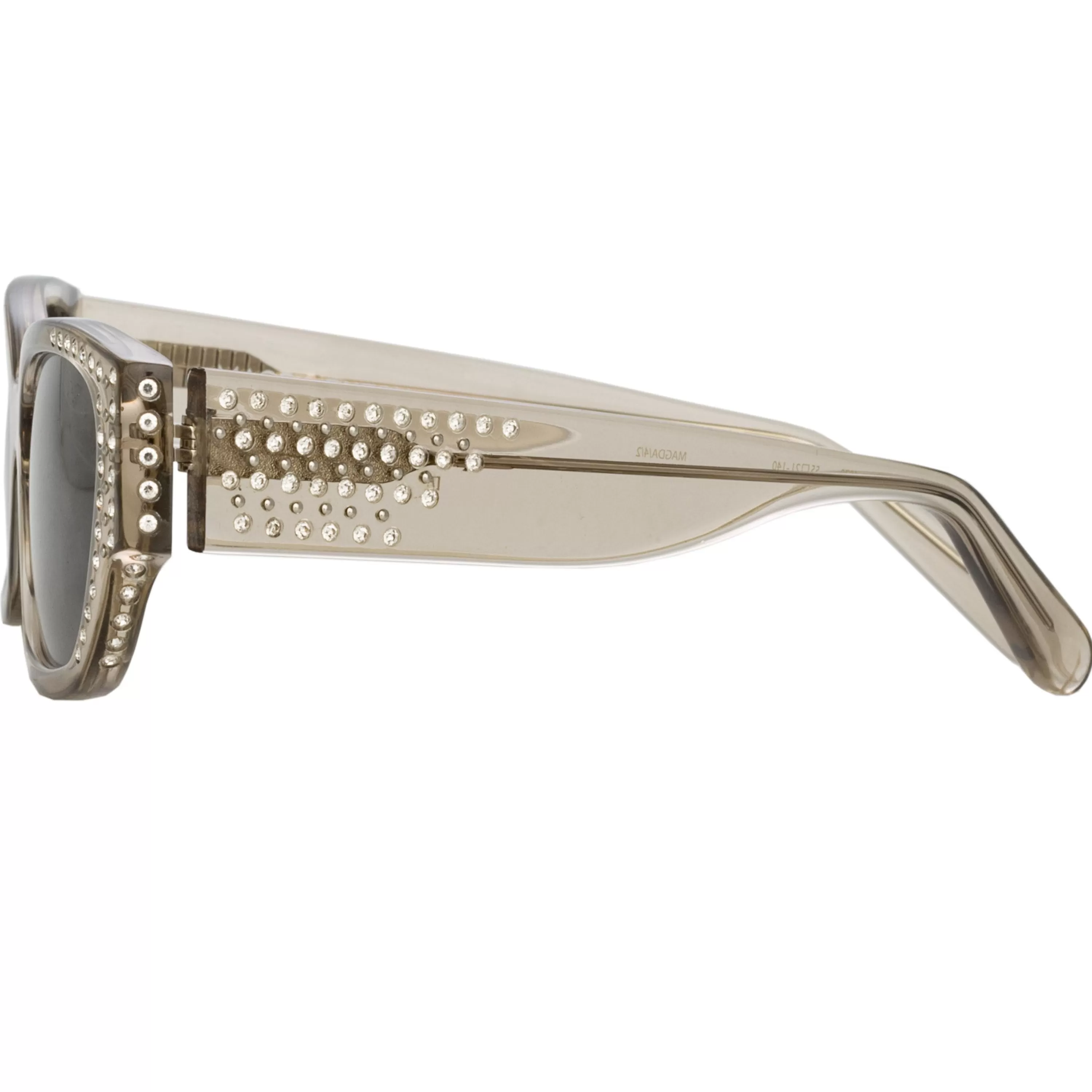 LINDA FARROW UK Magda Butrym Cat Eye Sunglasses in Grey and Silver Lenses