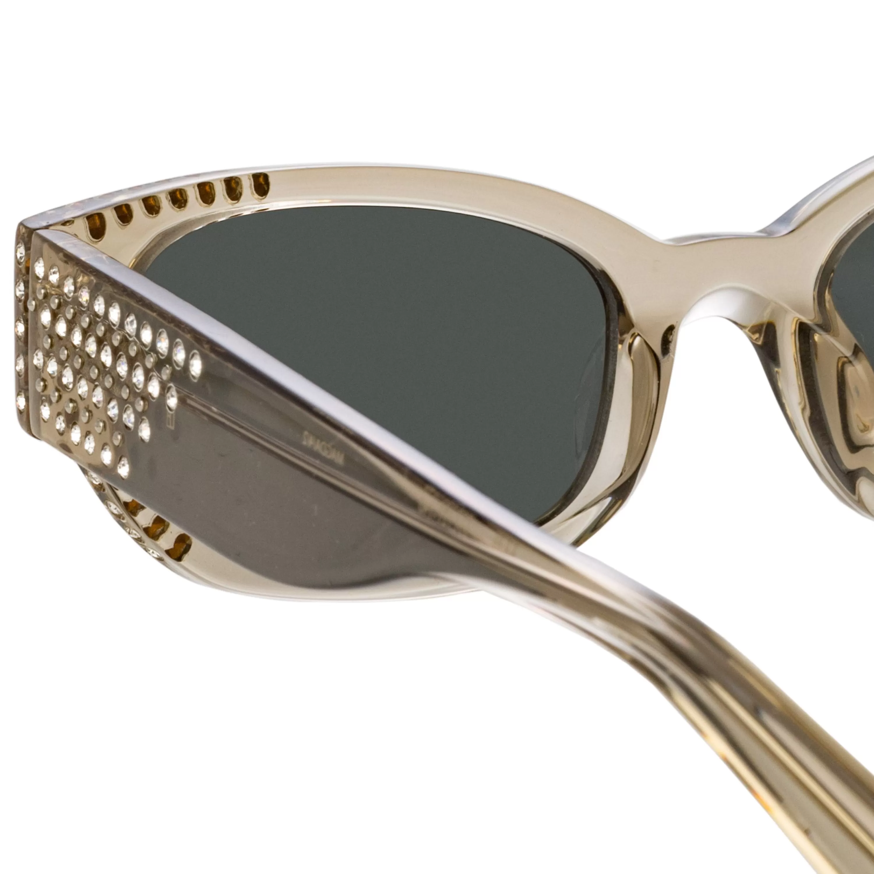 LINDA FARROW UK Magda Butrym Cat Eye Sunglasses in Grey and Silver Lenses