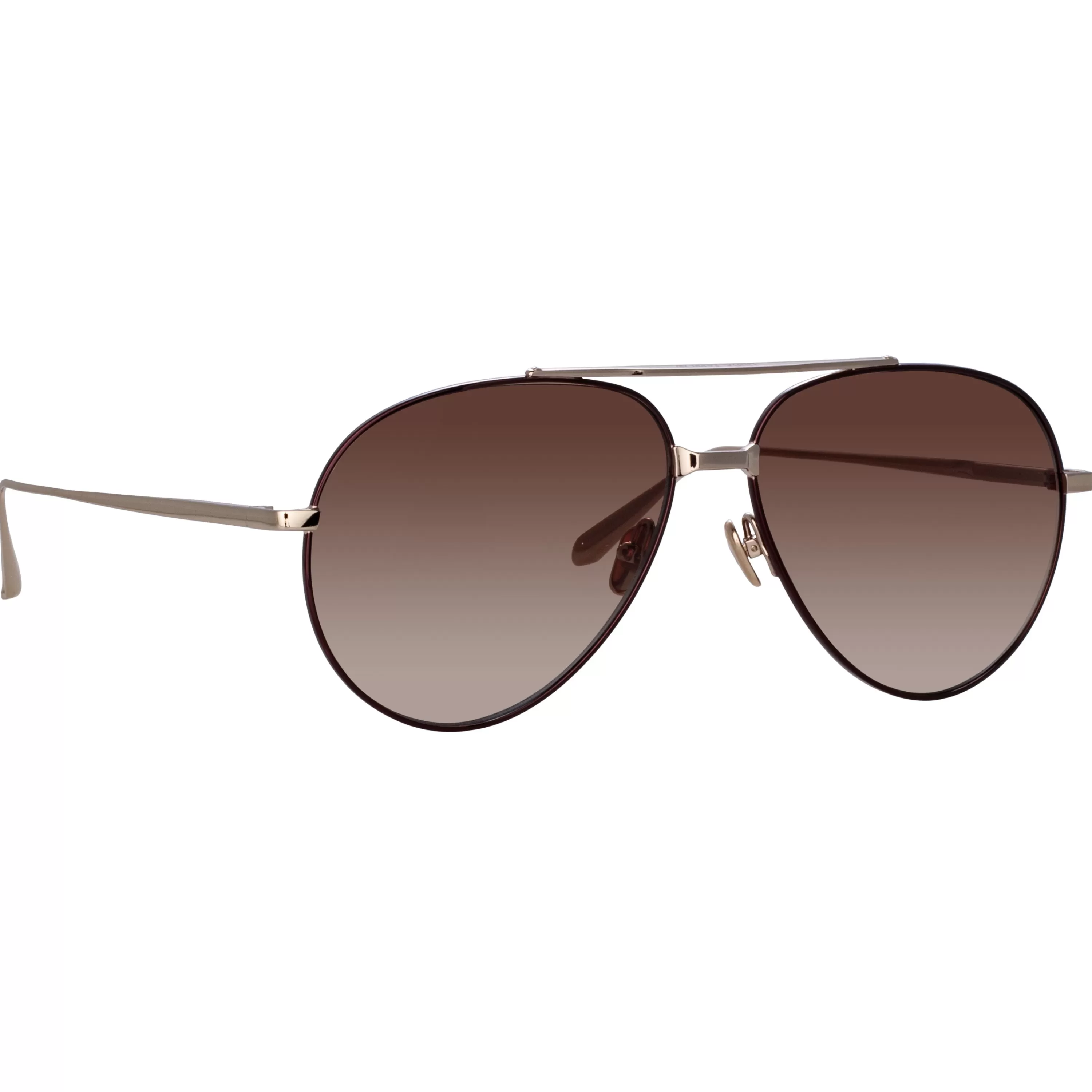 Women LINDA FARROW (U.K.) Marcelo Aviator Sunglasses in Brown