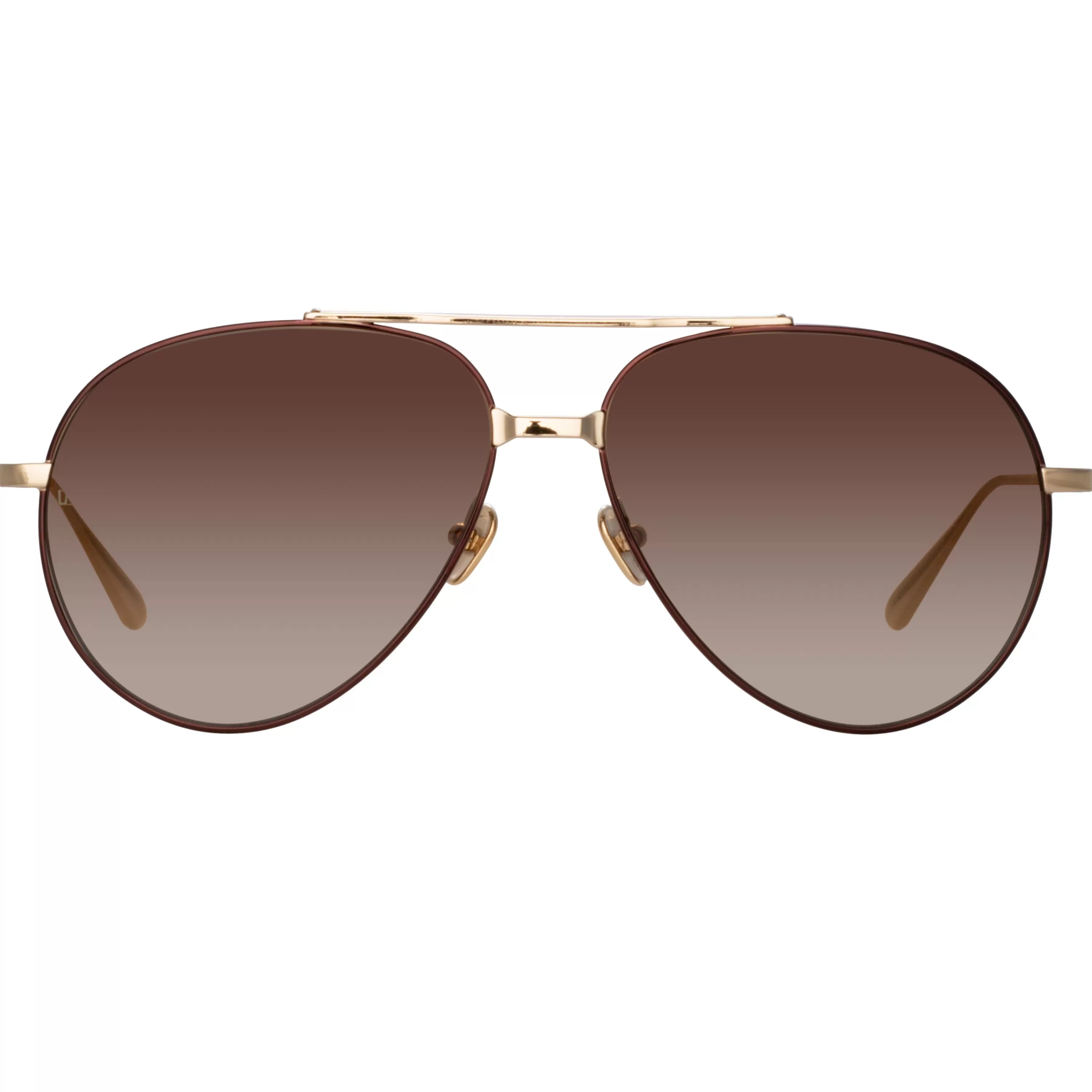 Women LINDA FARROW (U.K.) Marcelo Aviator Sunglasses in Brown