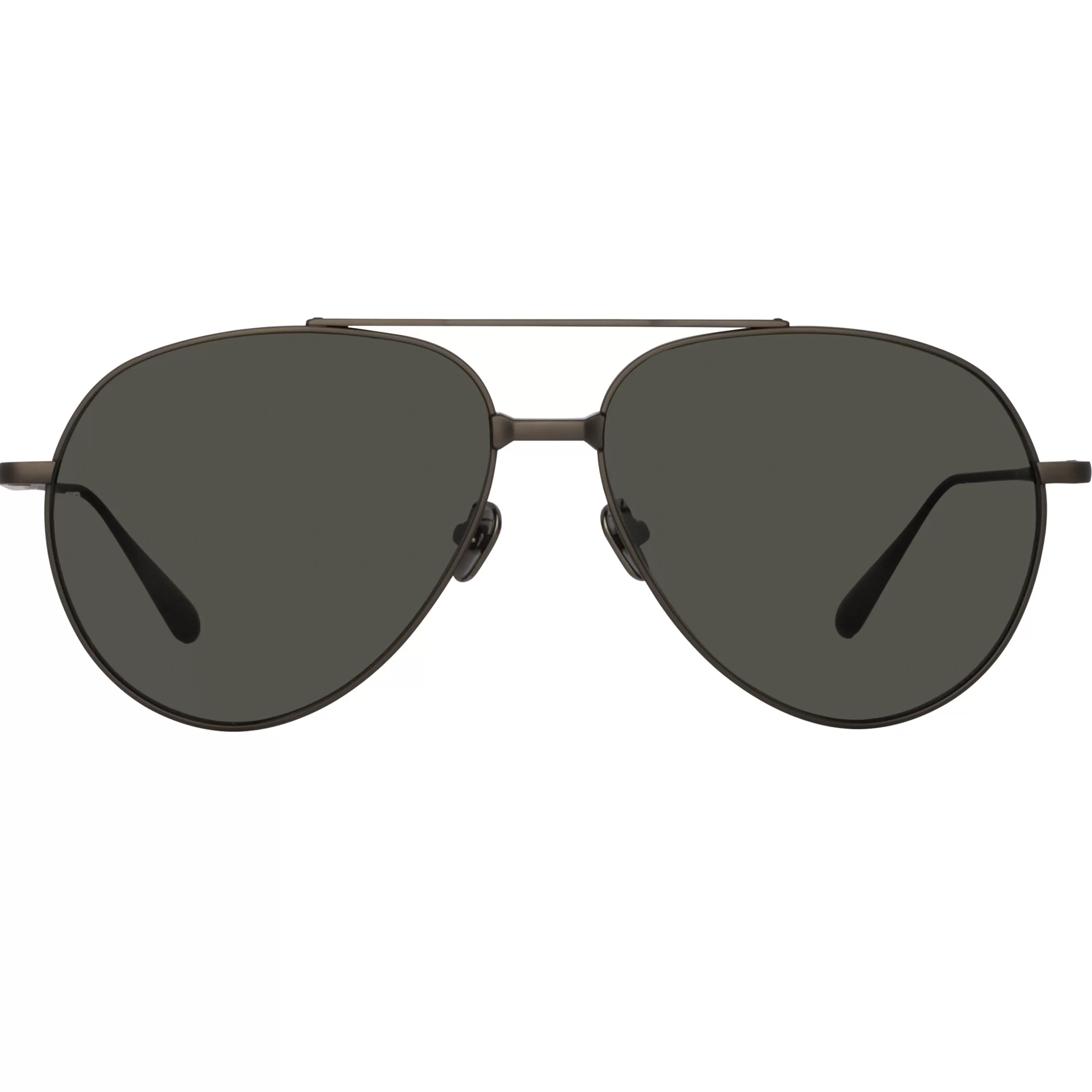 LINDA FARROW (U.K.) Marcelo Aviator Sunglasses in Matt Nickel