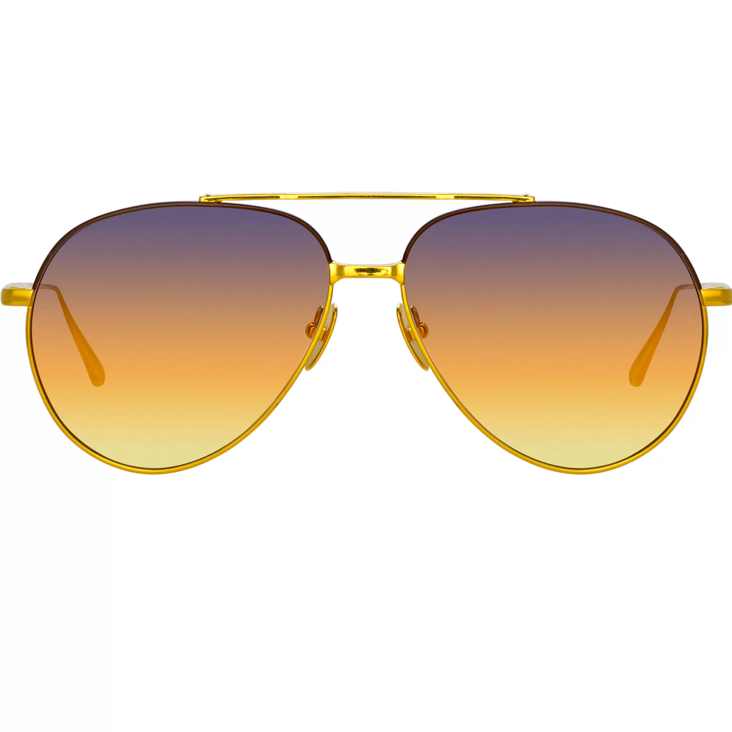 Women LINDA FARROW (U.K.) Marcelo Aviator Sunglasses in Yellow Gold