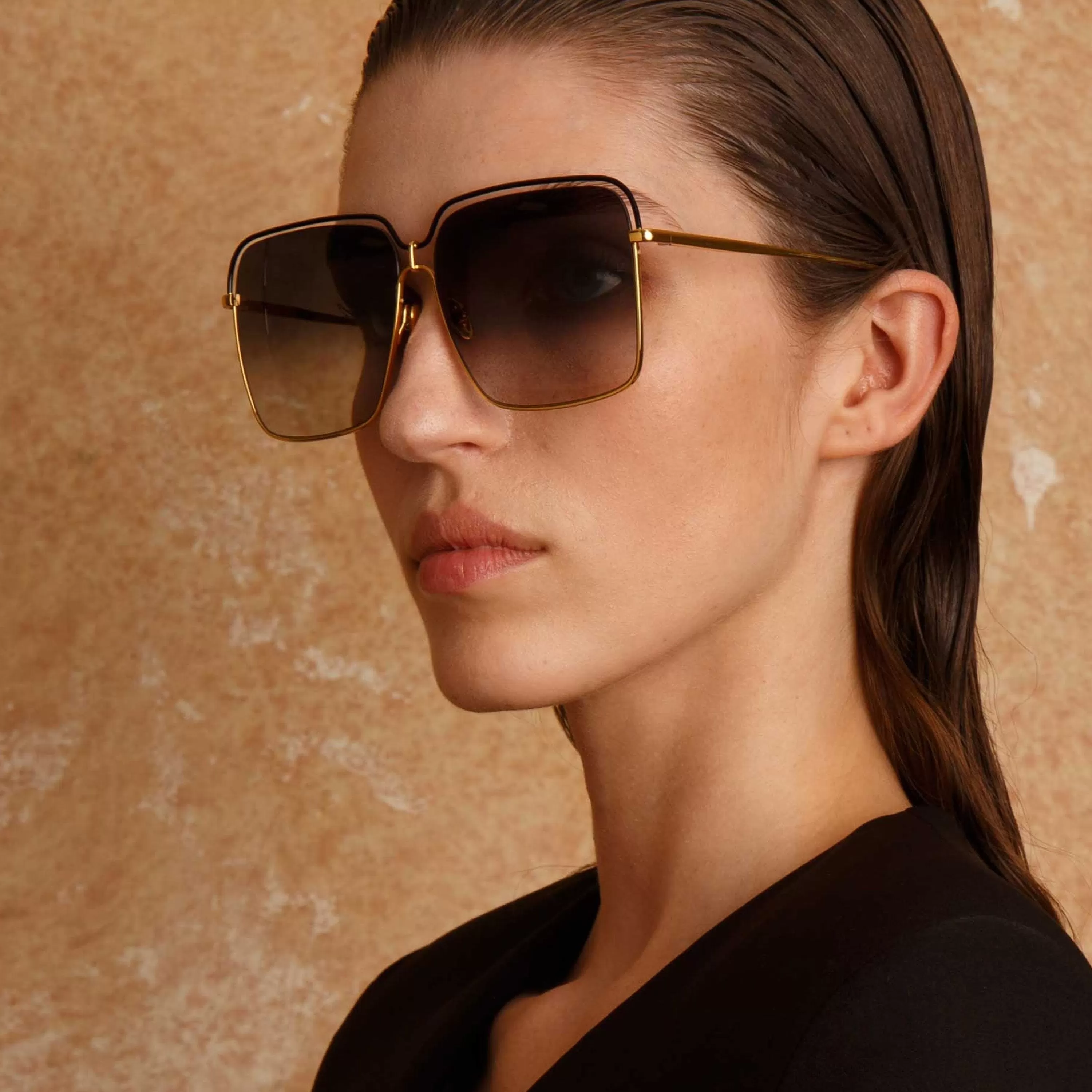 marcia_square_sunglasses_in_yellow_gold_4.webp LINDA FARROW (U.K.) Marcia Square Sunglasses in Yellow Gold