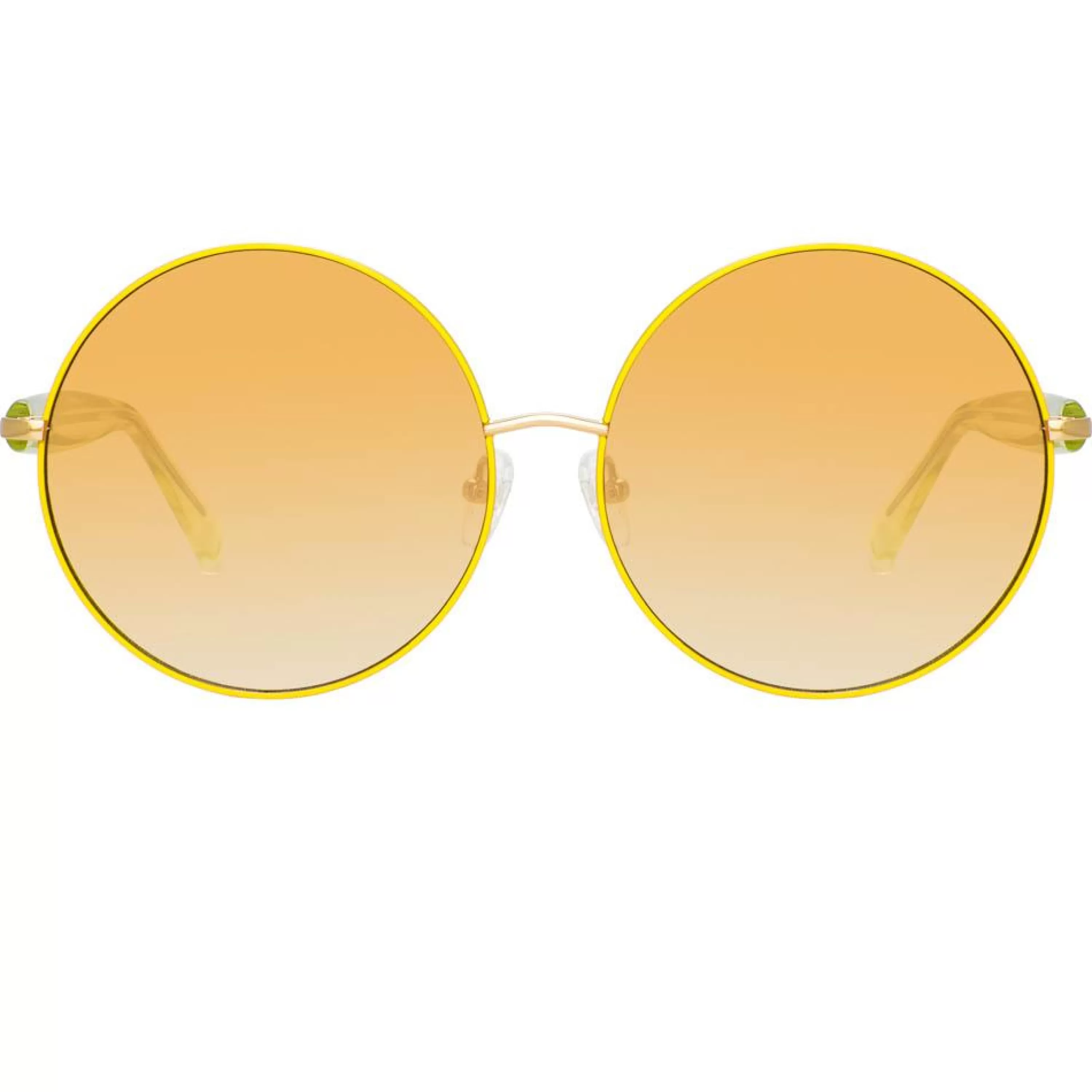 Matthew Williamson Posy Round Sunglasses in Yellow Gold