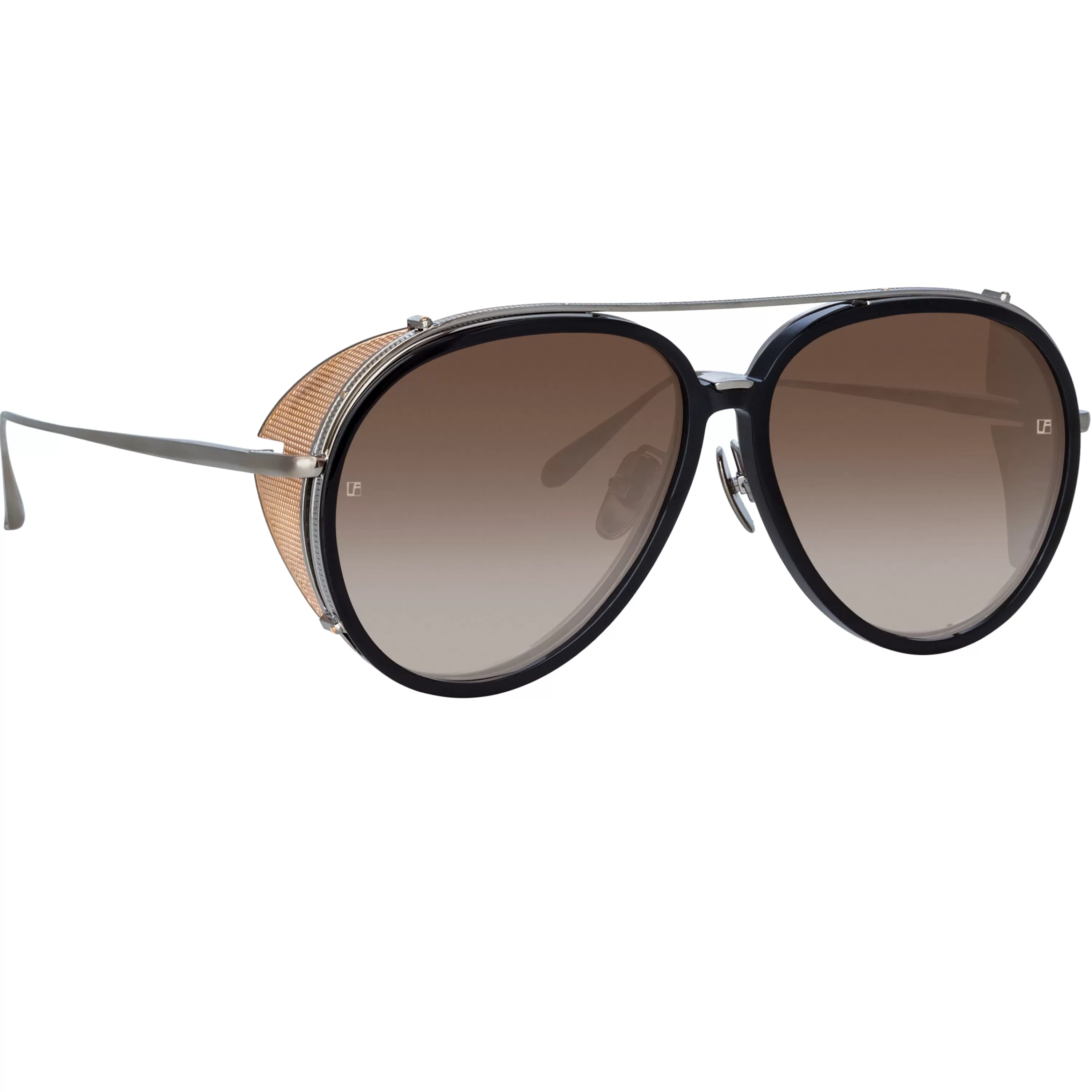 Women LINDA FARROW (U.K.) Maverick Aviator Sunglasses in White Gold