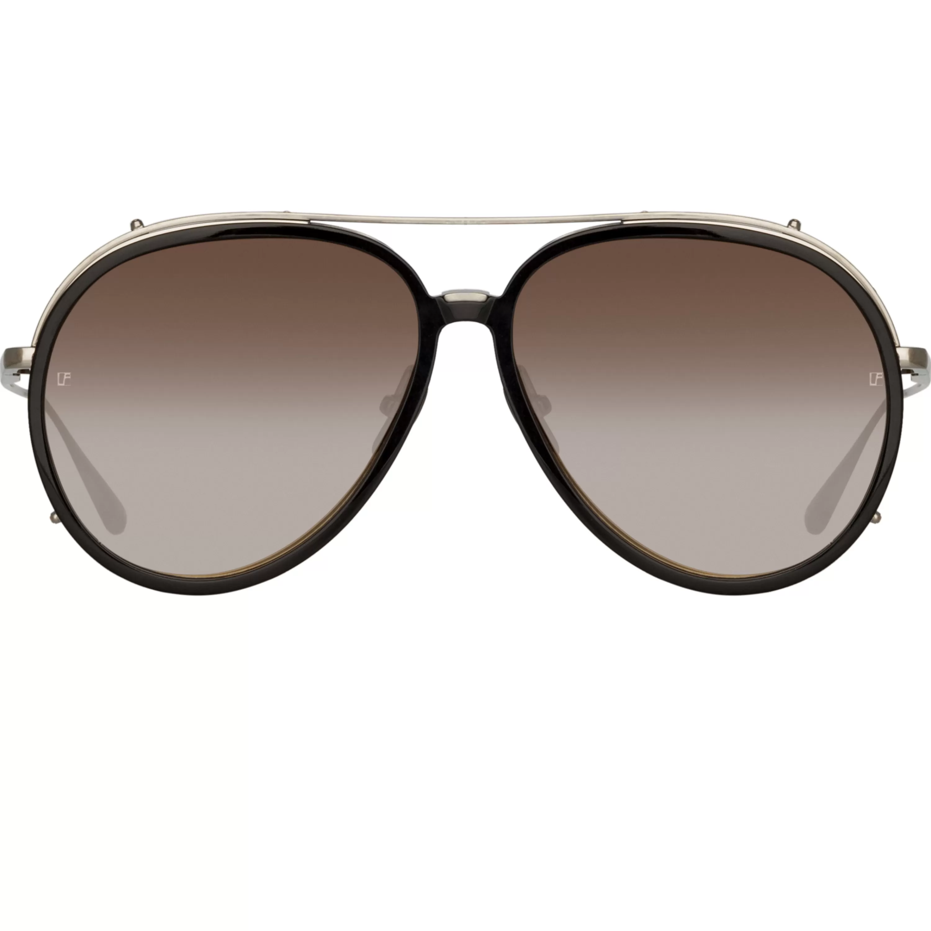 Women LINDA FARROW (U.K.) Maverick Aviator Sunglasses in White Gold