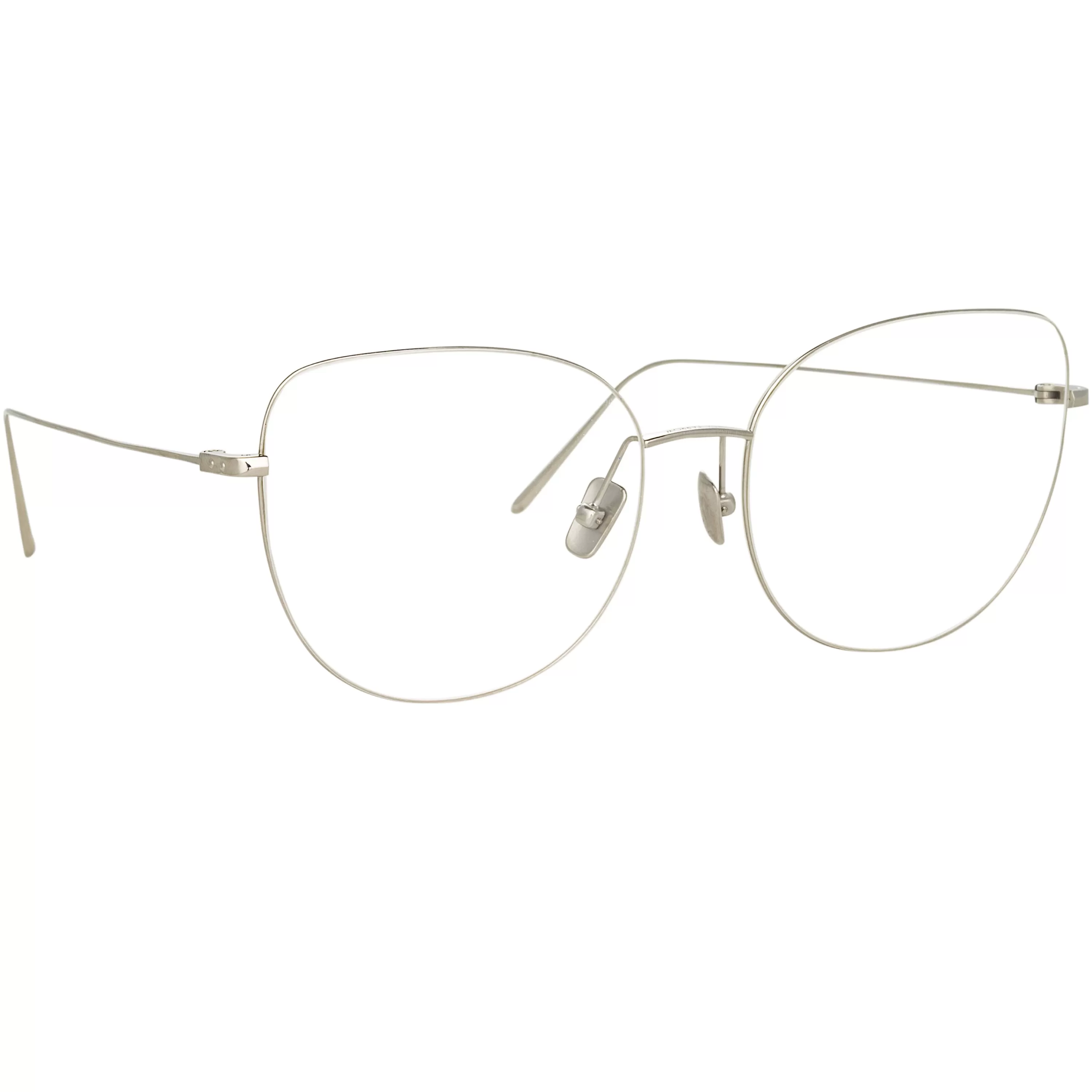 Linda Farrow Linear Maya Cat Eye Optical Frame in White Gold