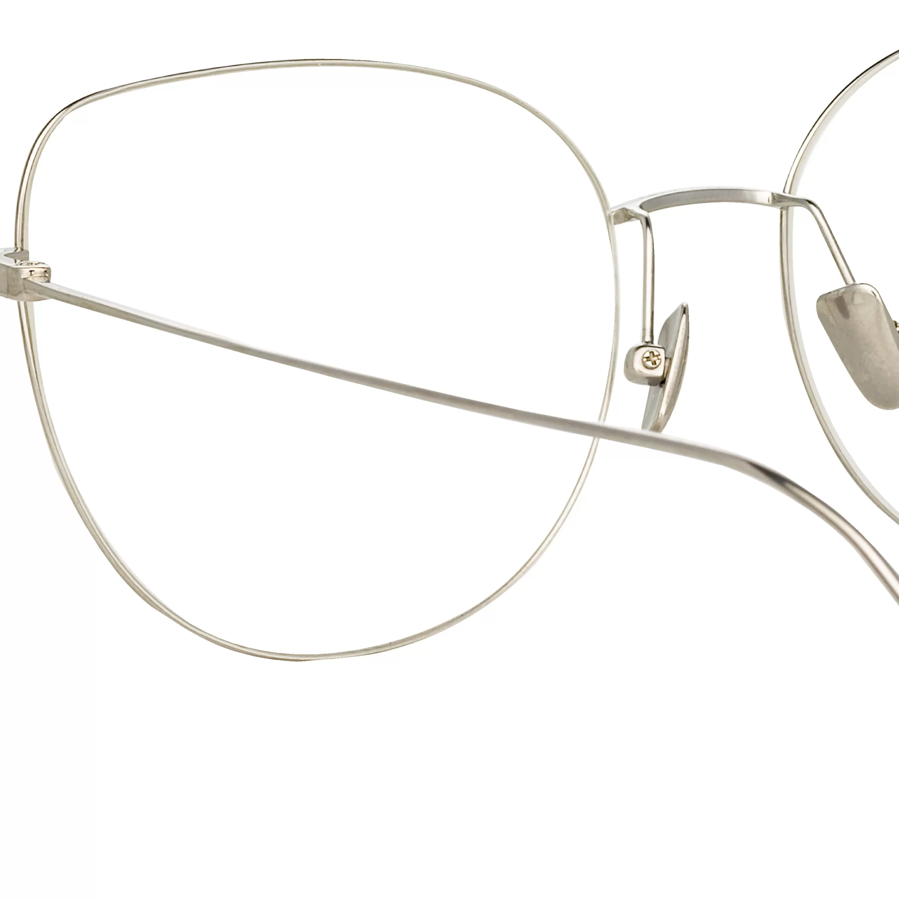 maya_cat_eye_optical_frame_in_white_gold_3.webp Linda Farrow Linear Maya Cat Eye Optical Frame in White Gold