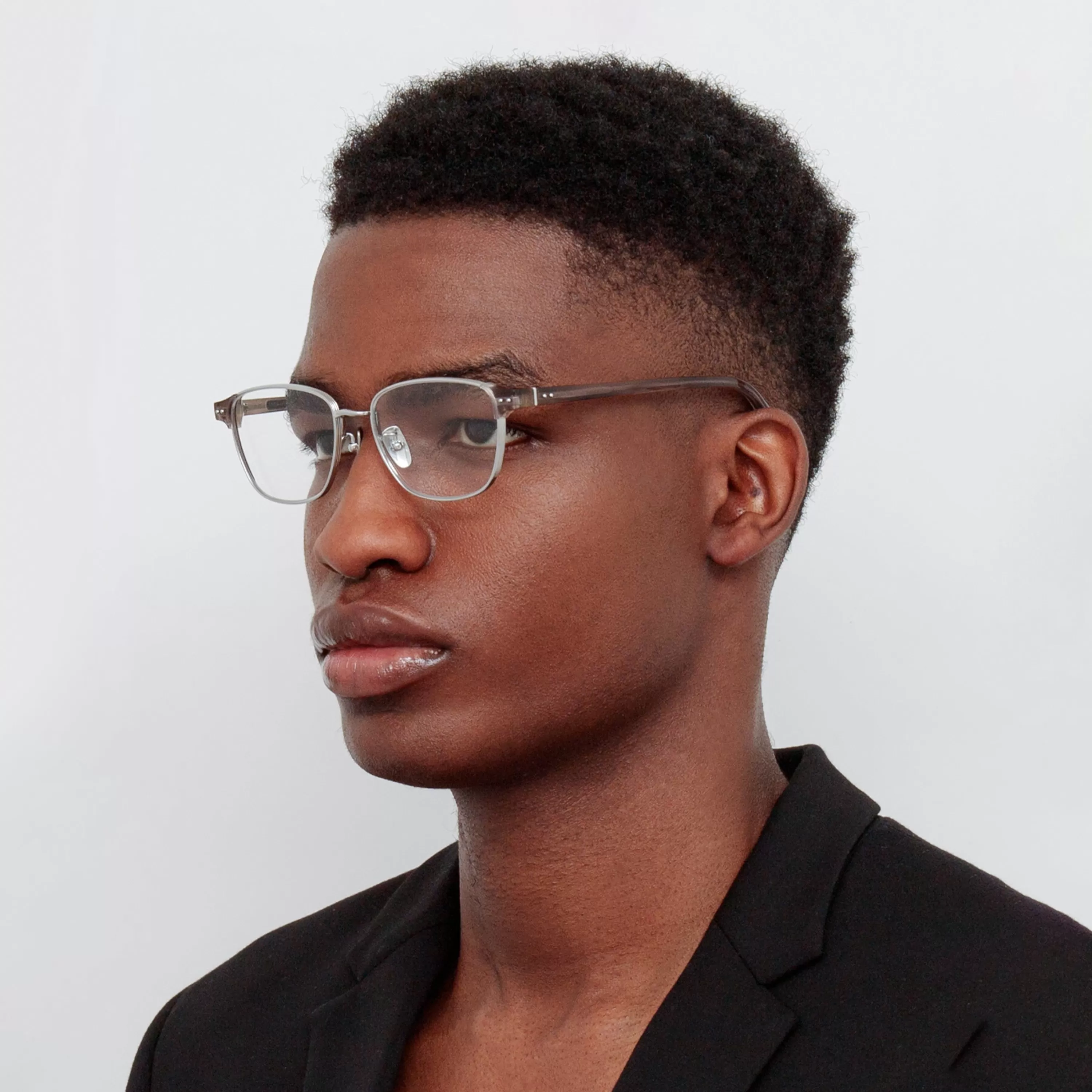 Women Linda Farrow Men's Alvar Optical D-Frame in Grey Horn