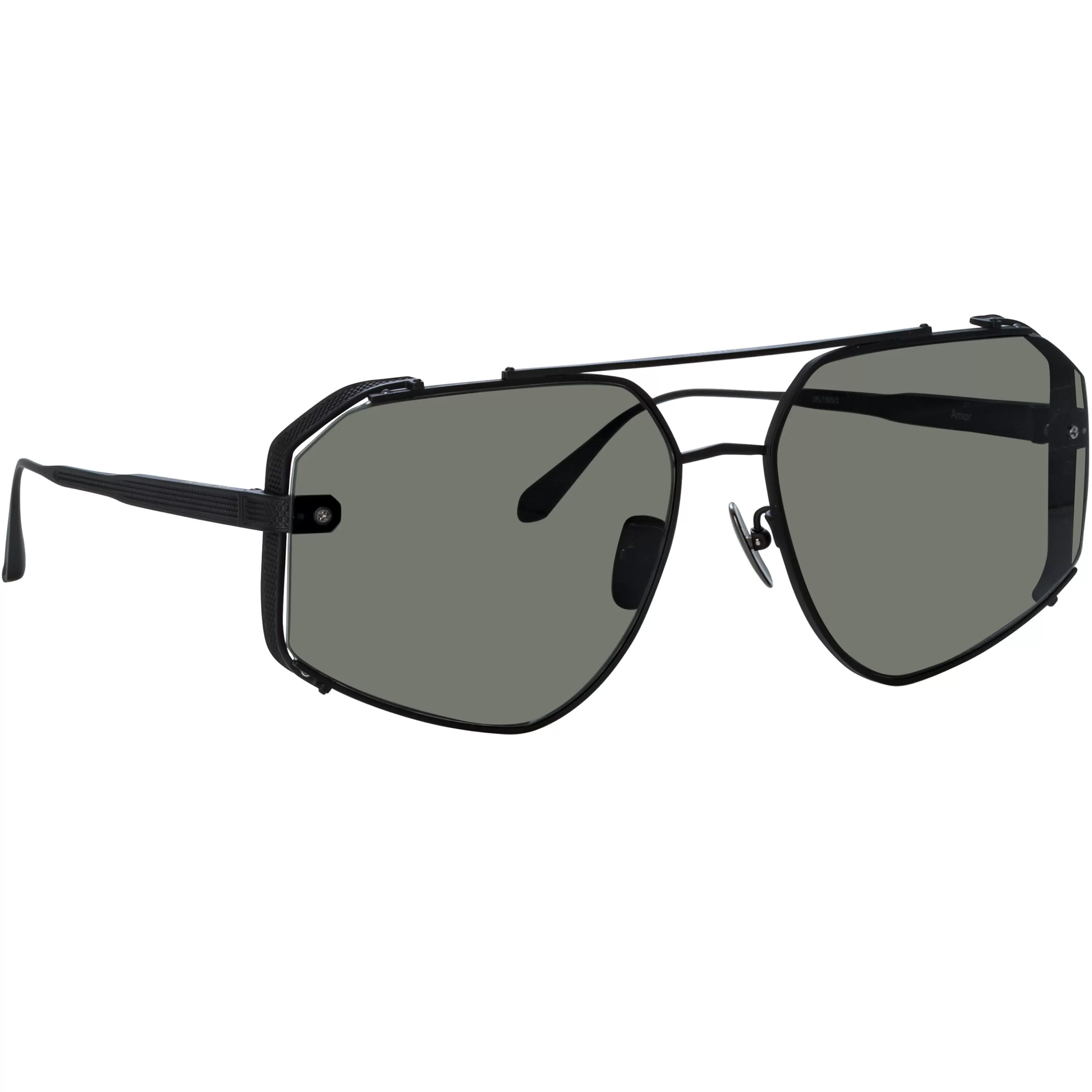 mens_amar_aviator_sunglasses_in_nickel_and_grey_2.webp LINDA FARROW BLACK SERIES Men's Amar Aviator Sunglasses in Nickel and Grey