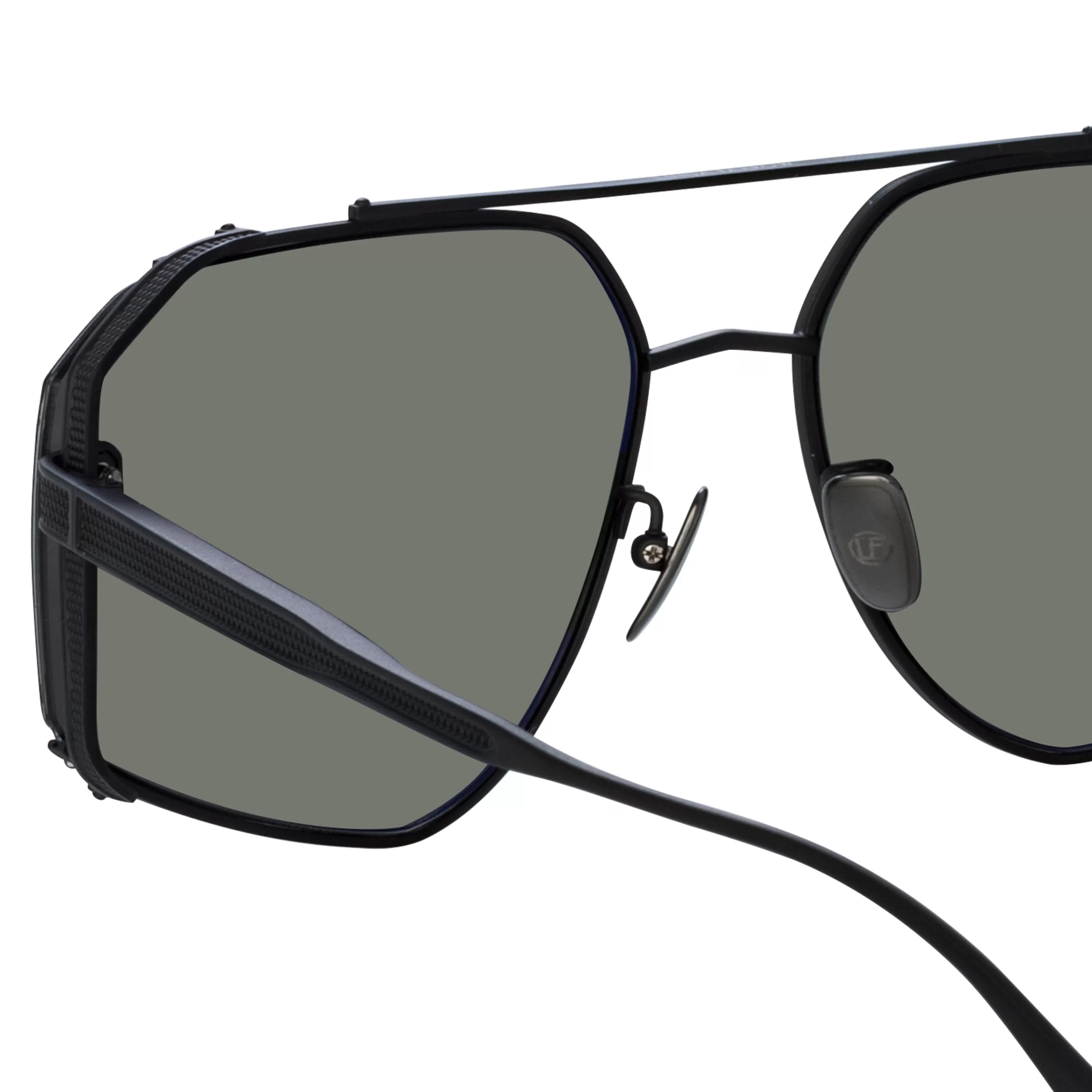 mens_amar_aviator_sunglasses_in_nickel_and_grey_4.webp LINDA FARROW BLACK SERIES Men's Amar Aviator Sunglasses in Nickel and Grey