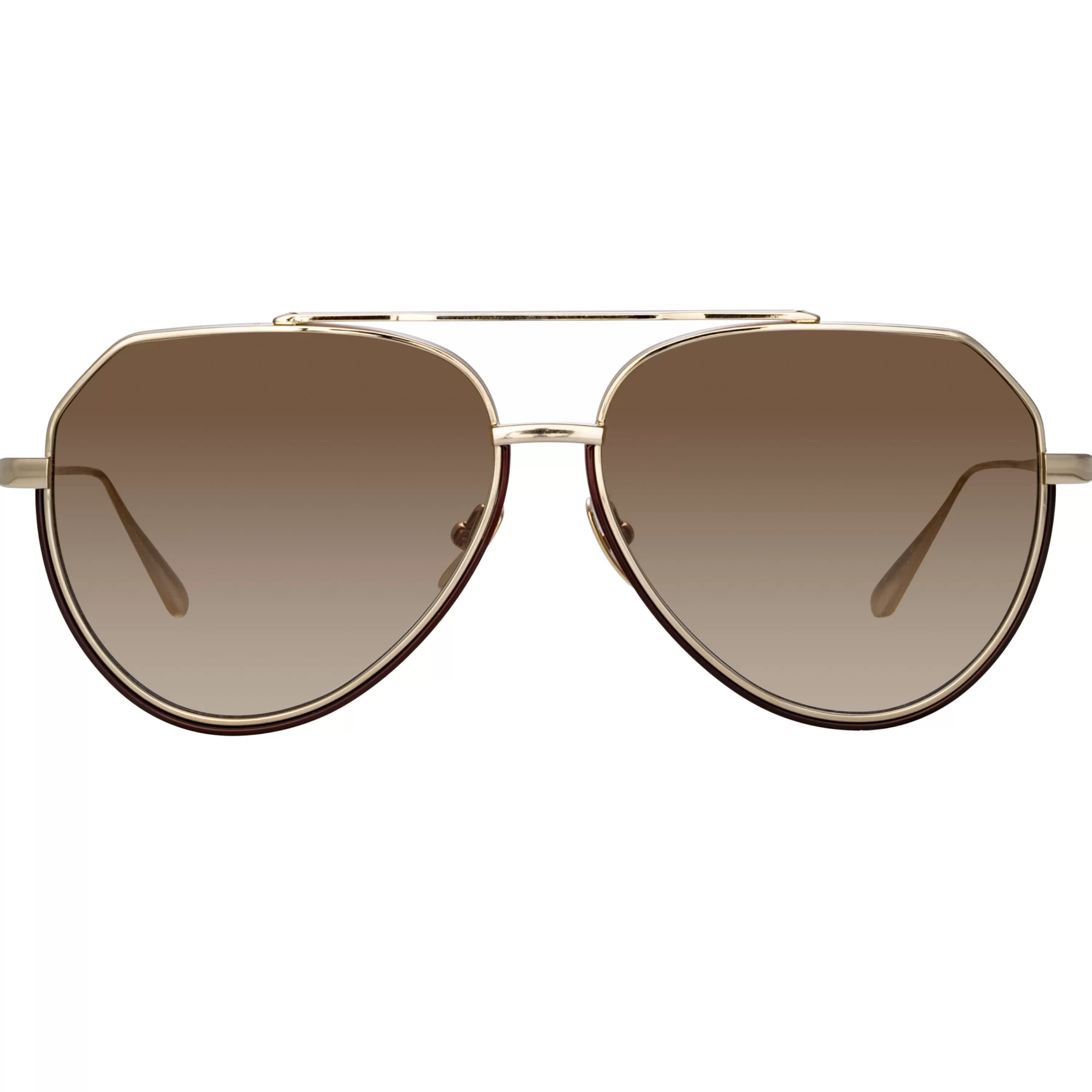 LINDA FARROW (U.K.) Men's Bayer Aviator Sunglasses in Light Gold