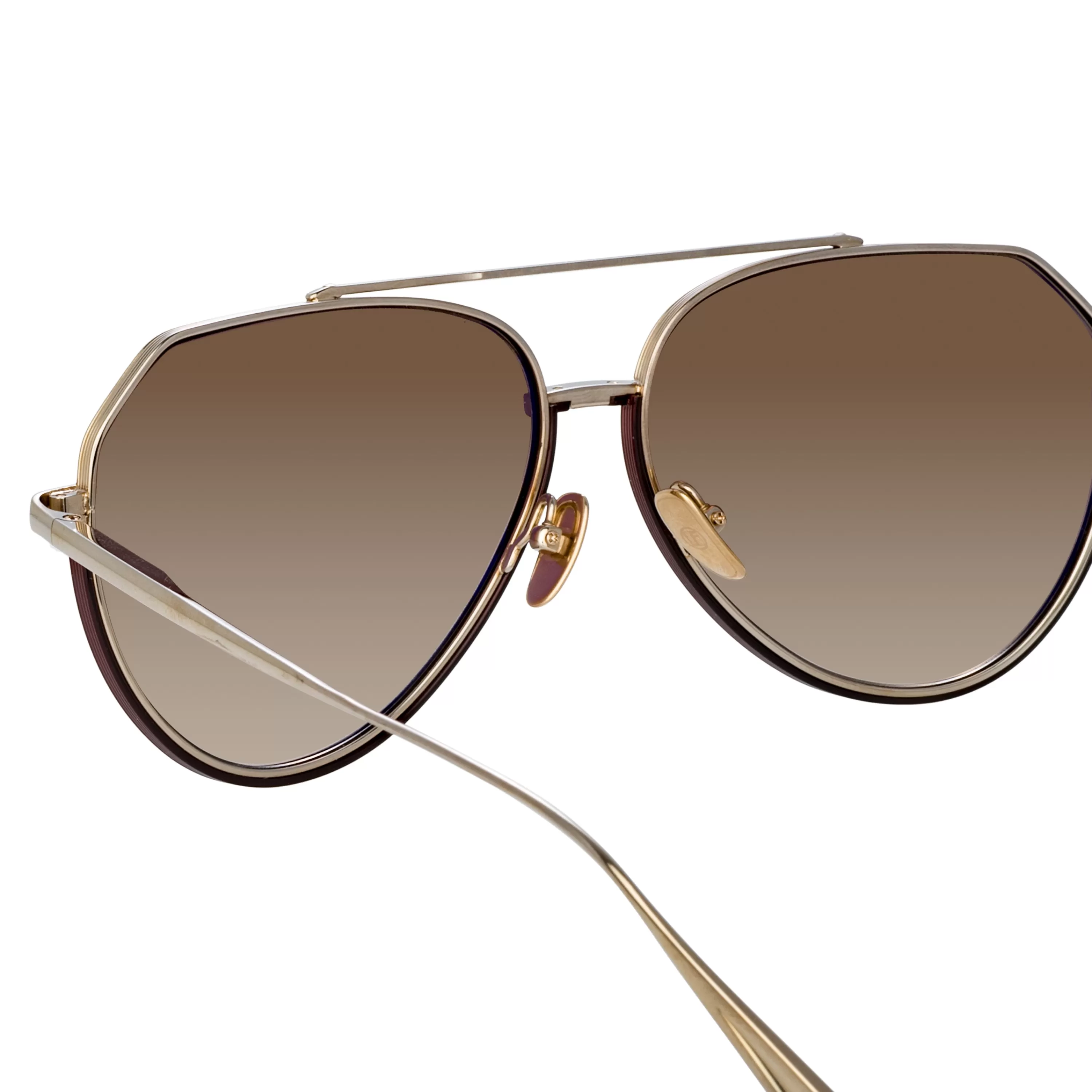 mens_bayer_aviator_sunglasses_in_light_gold_3.webp LINDA FARROW (U.K.) Men's Bayer Aviator Sunglasses in Light Gold