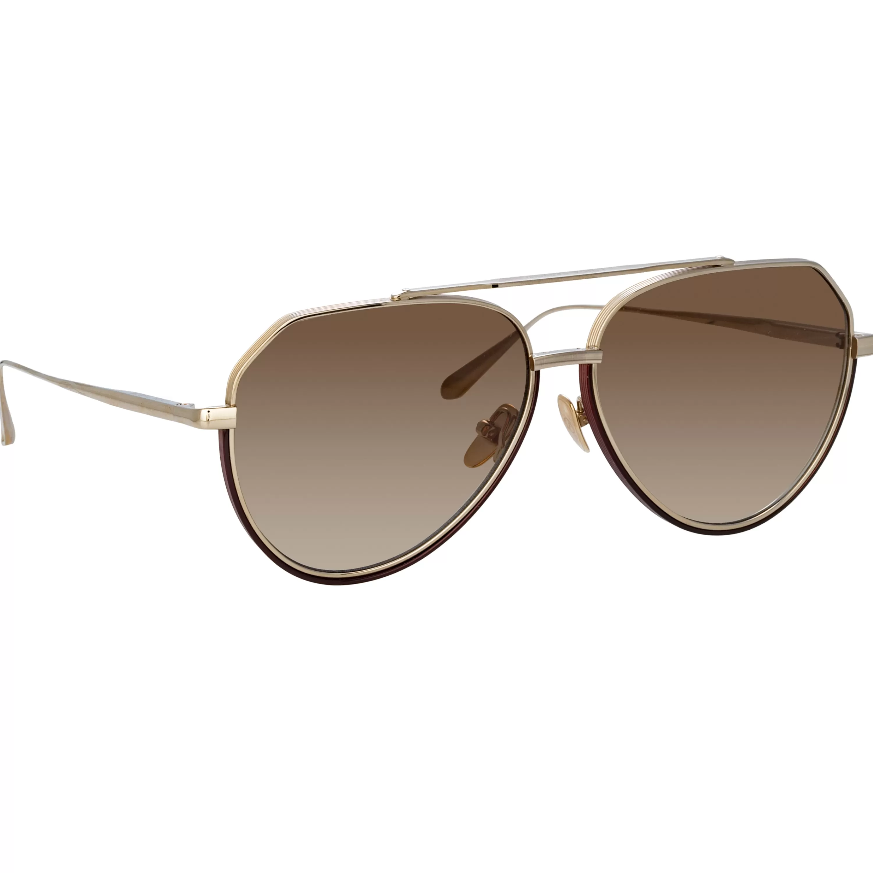 mens_bayer_aviator_sunglasses_in_light_gold_4.webp LINDA FARROW (U.K.) Men's Bayer Aviator Sunglasses in Light Gold