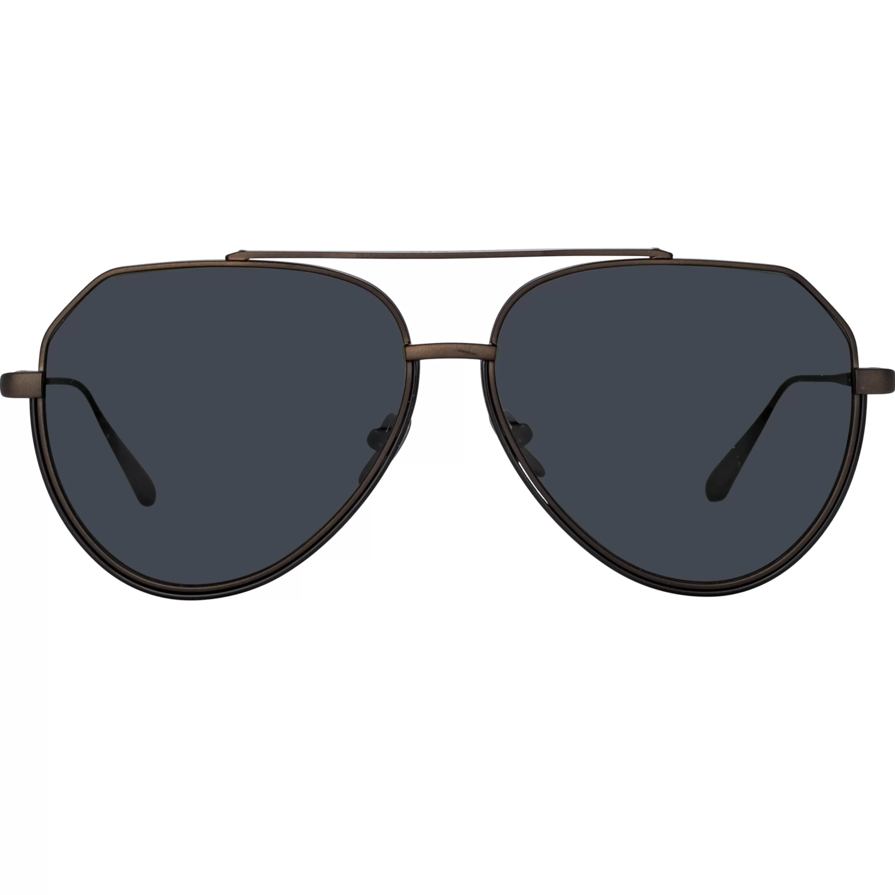 LINDA FARROW BLACK SERIES Men's Bayer Aviator Sunglasses in Nickel