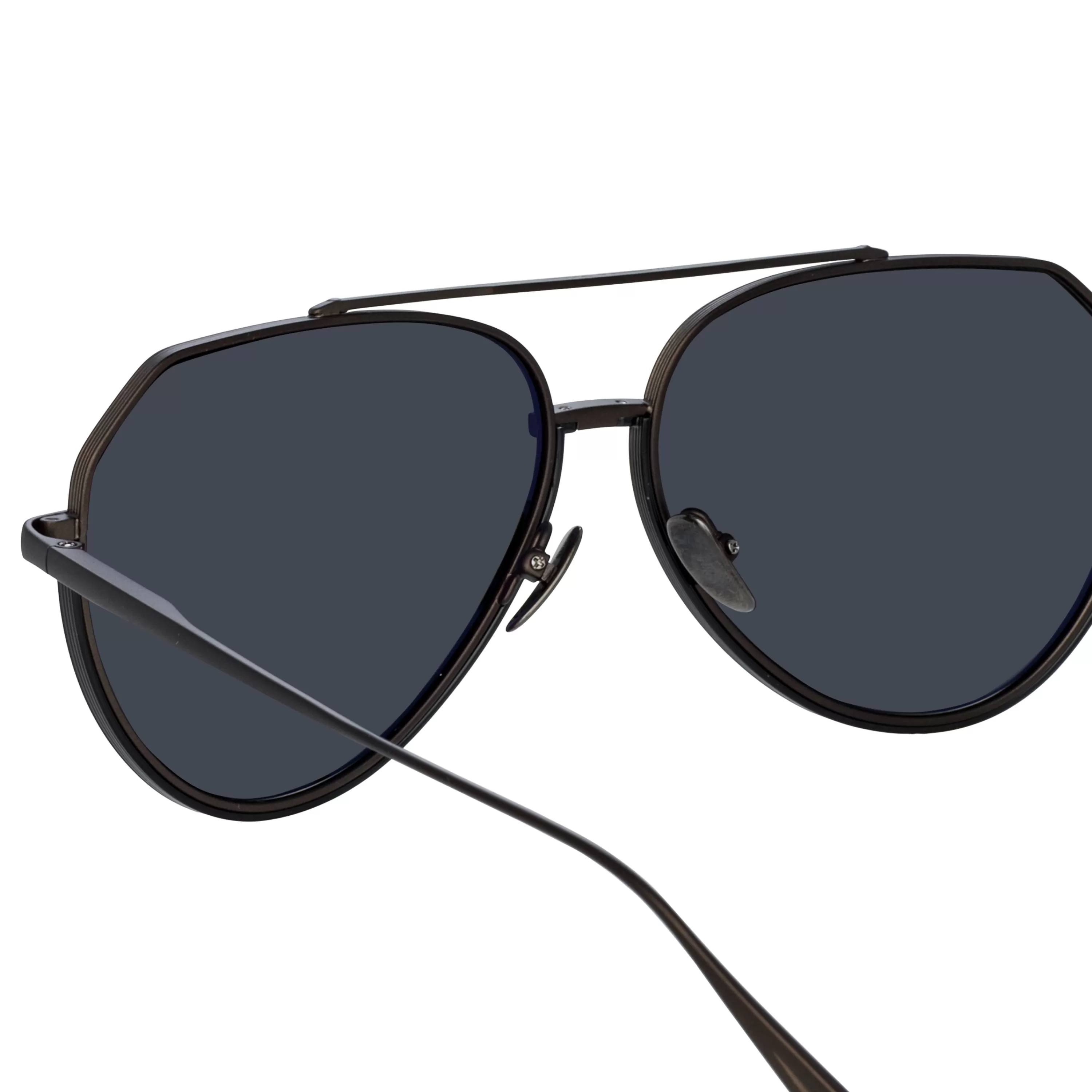 mens_bayer_aviator_sunglasses_in_nickel_4.webp LINDA FARROW BLACK SERIES Men's Bayer Aviator Sunglasses in Nickel