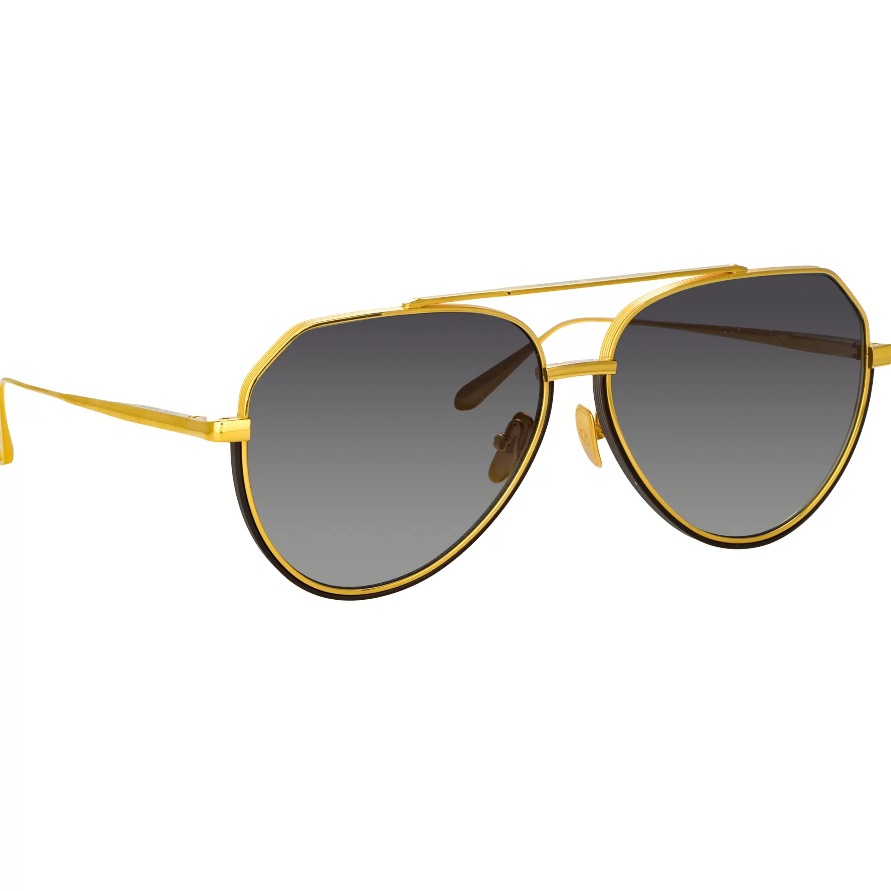 mens_bayer_aviator_sunglasses_in_yellow_gold_2.webp LINDA FARROW (U.K.) Men's Bayer Aviator Sunglasses in Yellow Gold