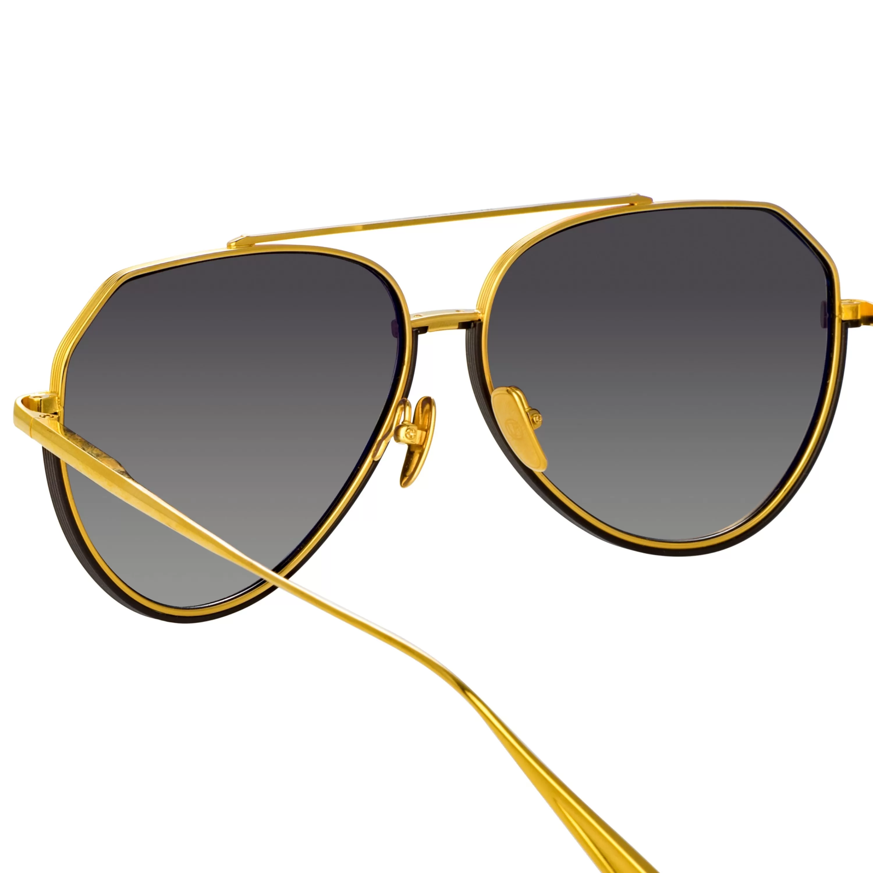 mens_bayer_aviator_sunglasses_in_yellow_gold_4.webp LINDA FARROW (U.K.) Men's Bayer Aviator Sunglasses in Yellow Gold