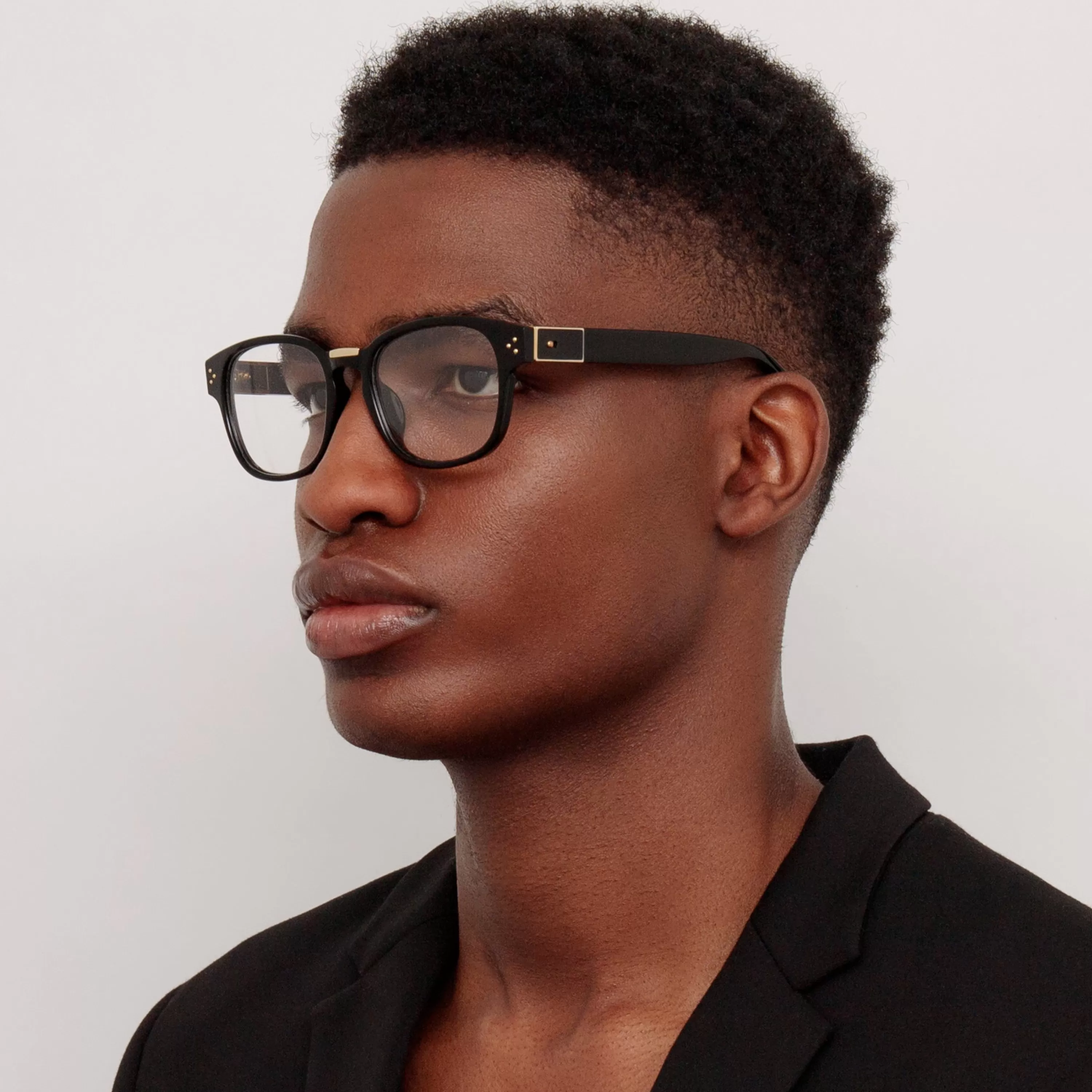 LINDA FARROW (U.K.) Men's Carlos Optical D-Frame in Black