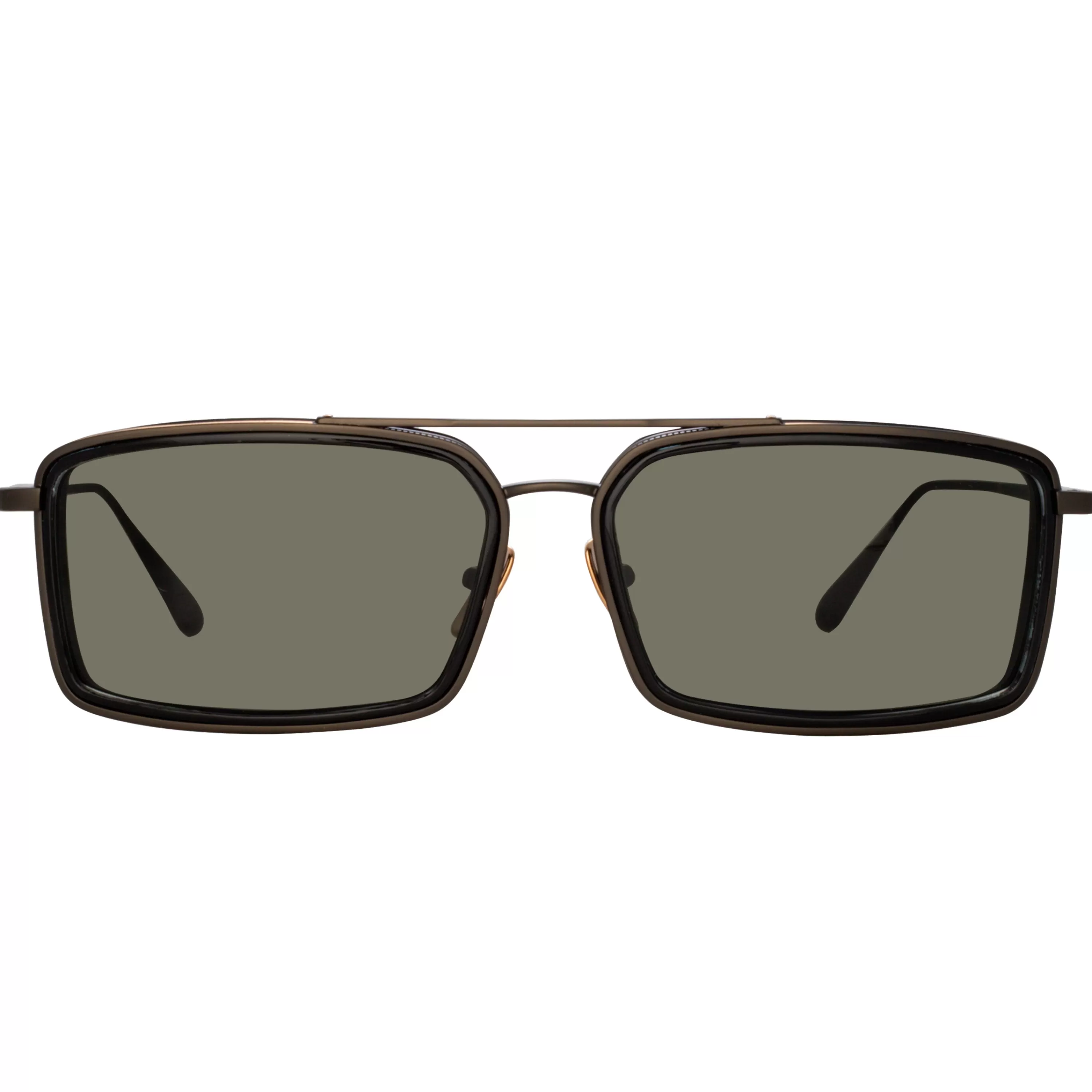 LINDA FARROW (U.K.) Men's Cassia Rectangular Sunglasses in Nickel