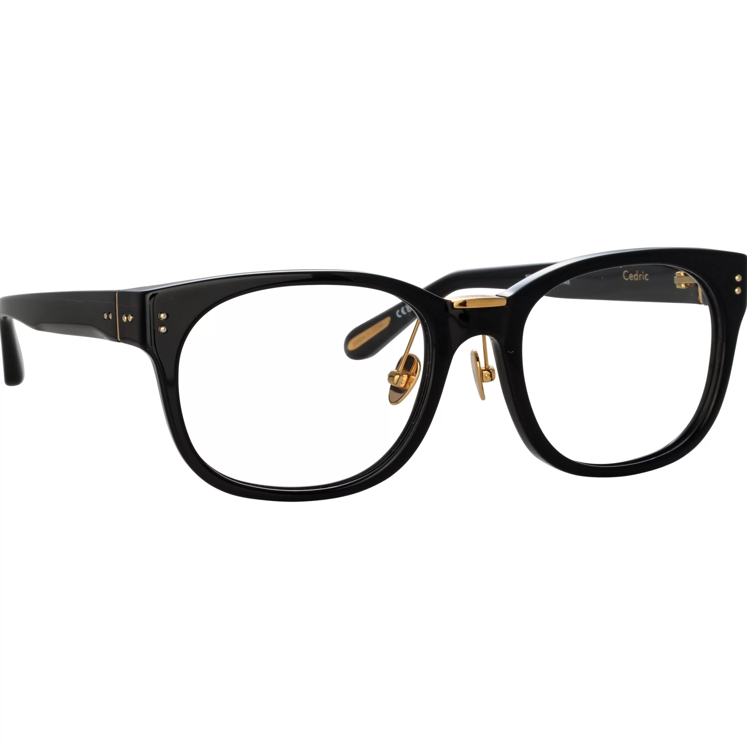 LINDA FARROW (U.K.) Men's Cedric Rectangular Optical Frames in Black (Asian Fit)