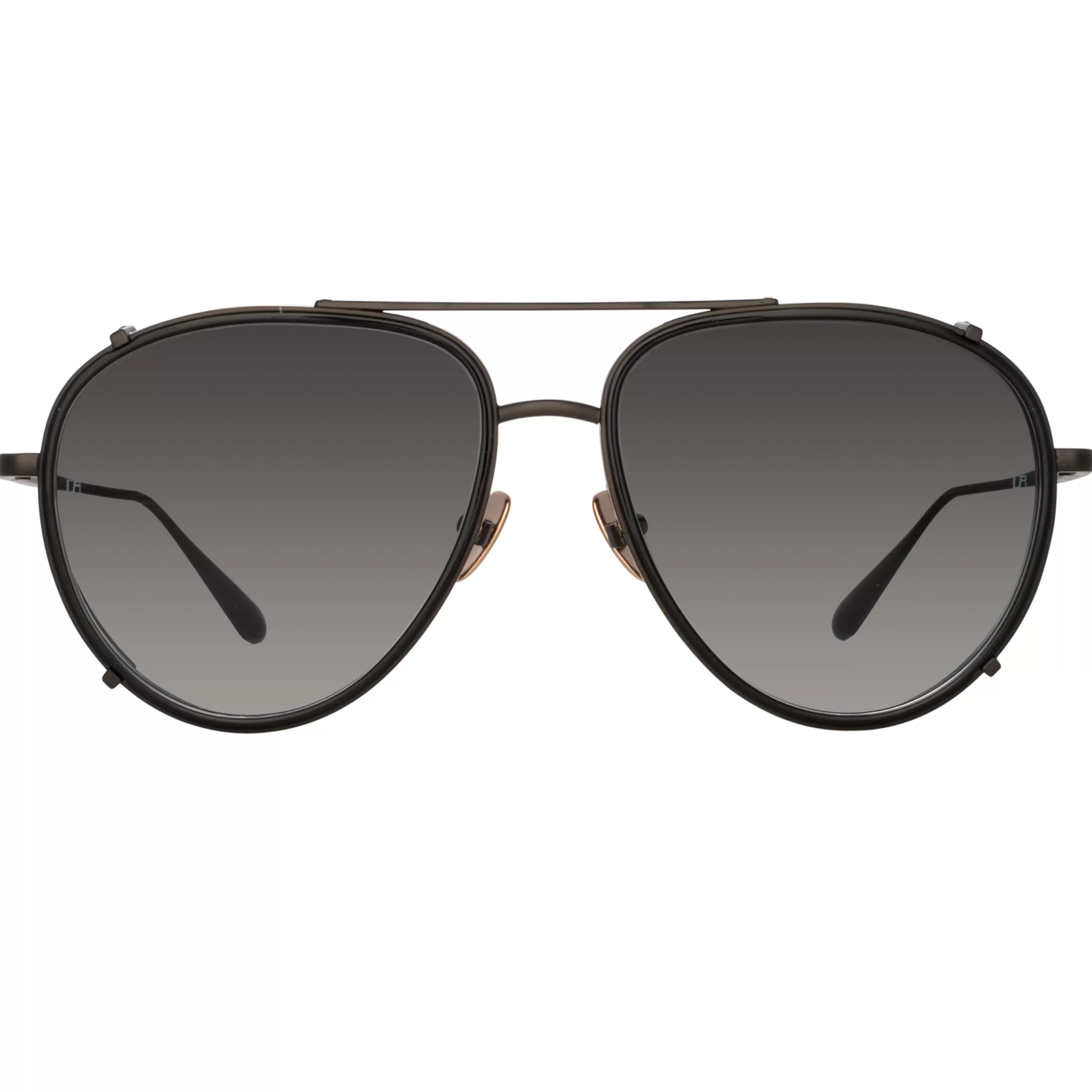 LINDA FARROW (U.K.) Men's Dimitri Aviator Sunglasses in Matt Nickel