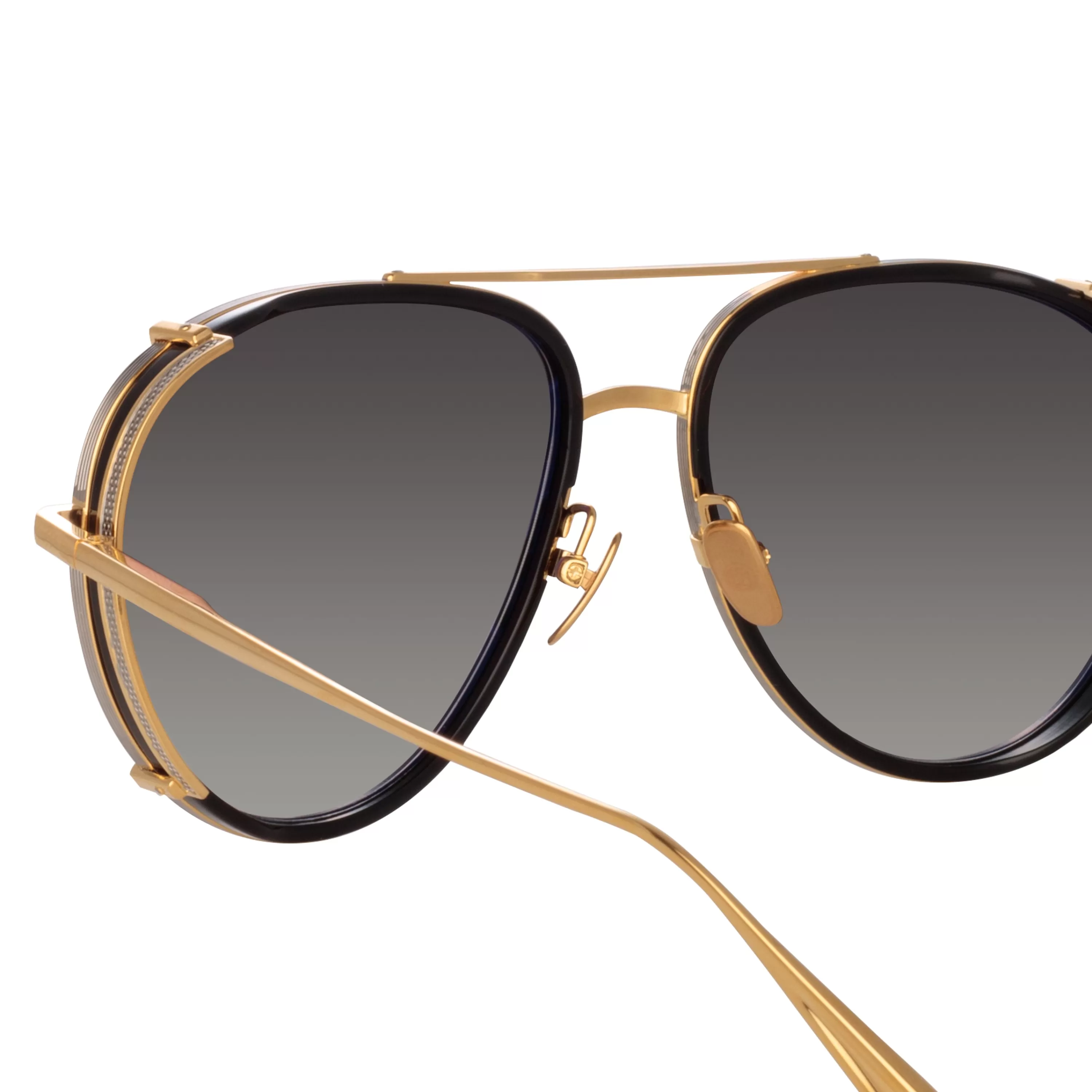 mens_dimitri_aviator_sunglasses_in_matt_nickel_3.webp LINDA FARROW (U.K.) Men's Dimitri Aviator Sunglasses in Matt Nickel