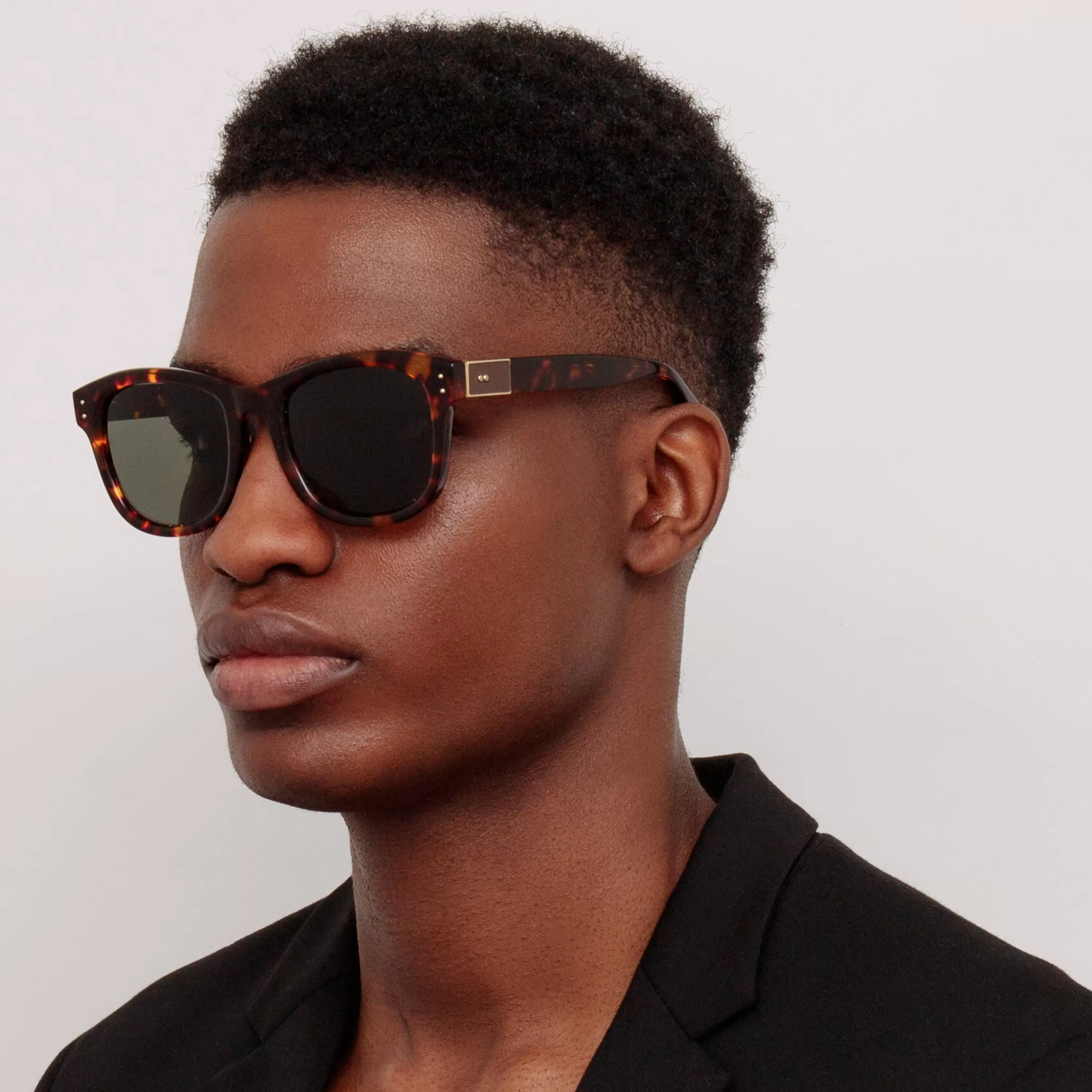 LINDA FARROW (U.K.) Men's Edson D-Frame Sunglasses in Tortoiseshell