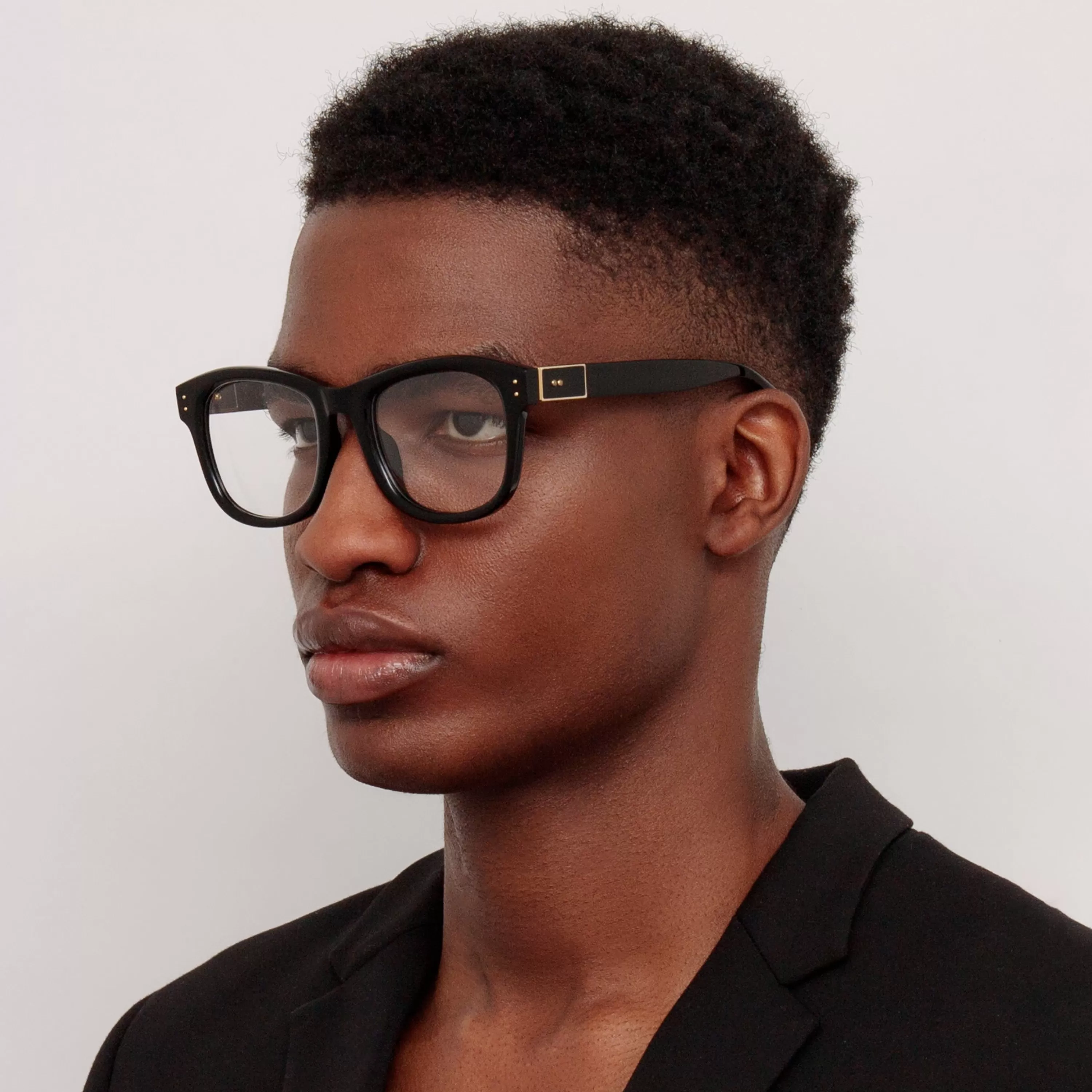 LINDA FARROW (U.K.) Men's Edson Optical D-Frame in Black