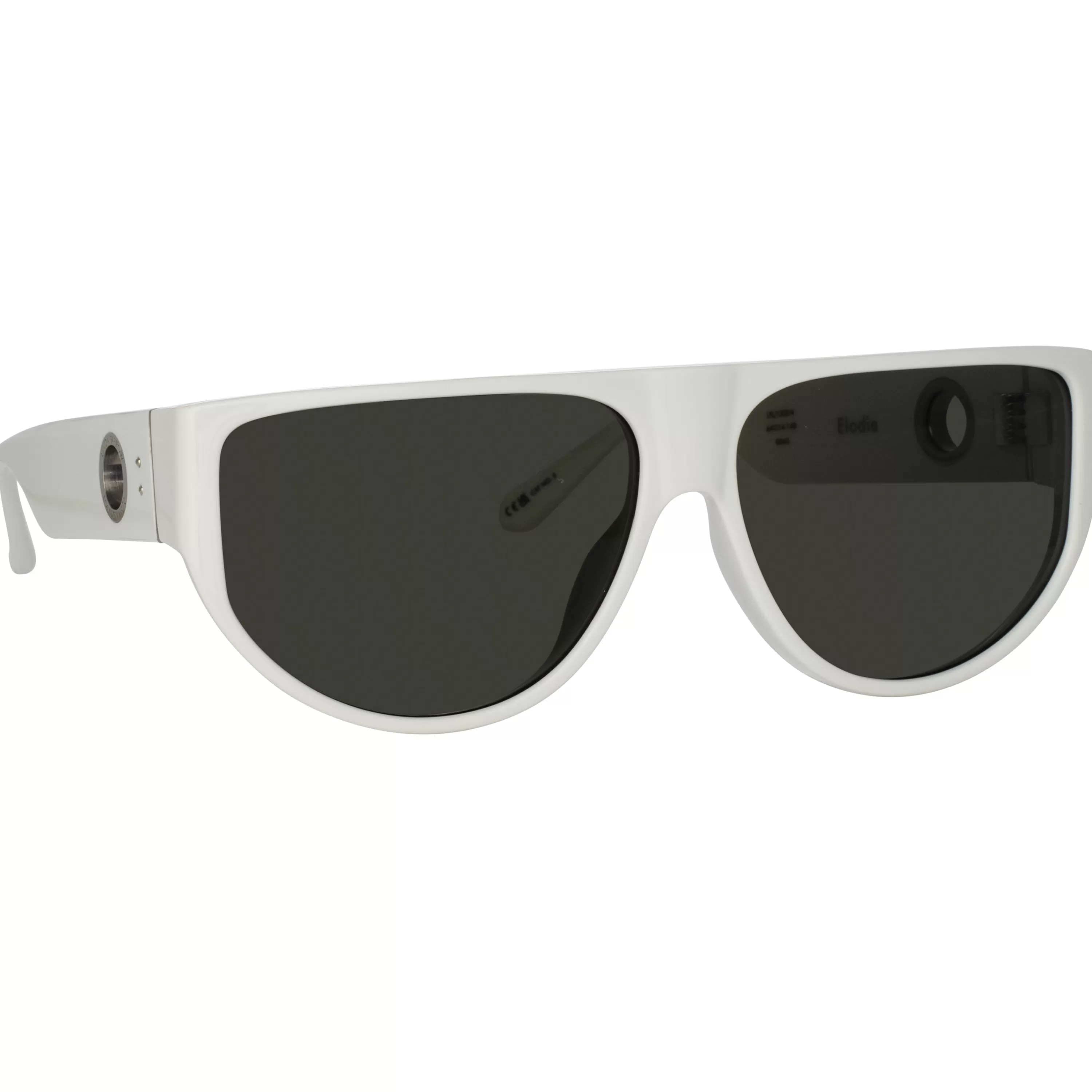 LINDA FARROW (U.K.) Men's Elodie Flat Top Sunglasses in White