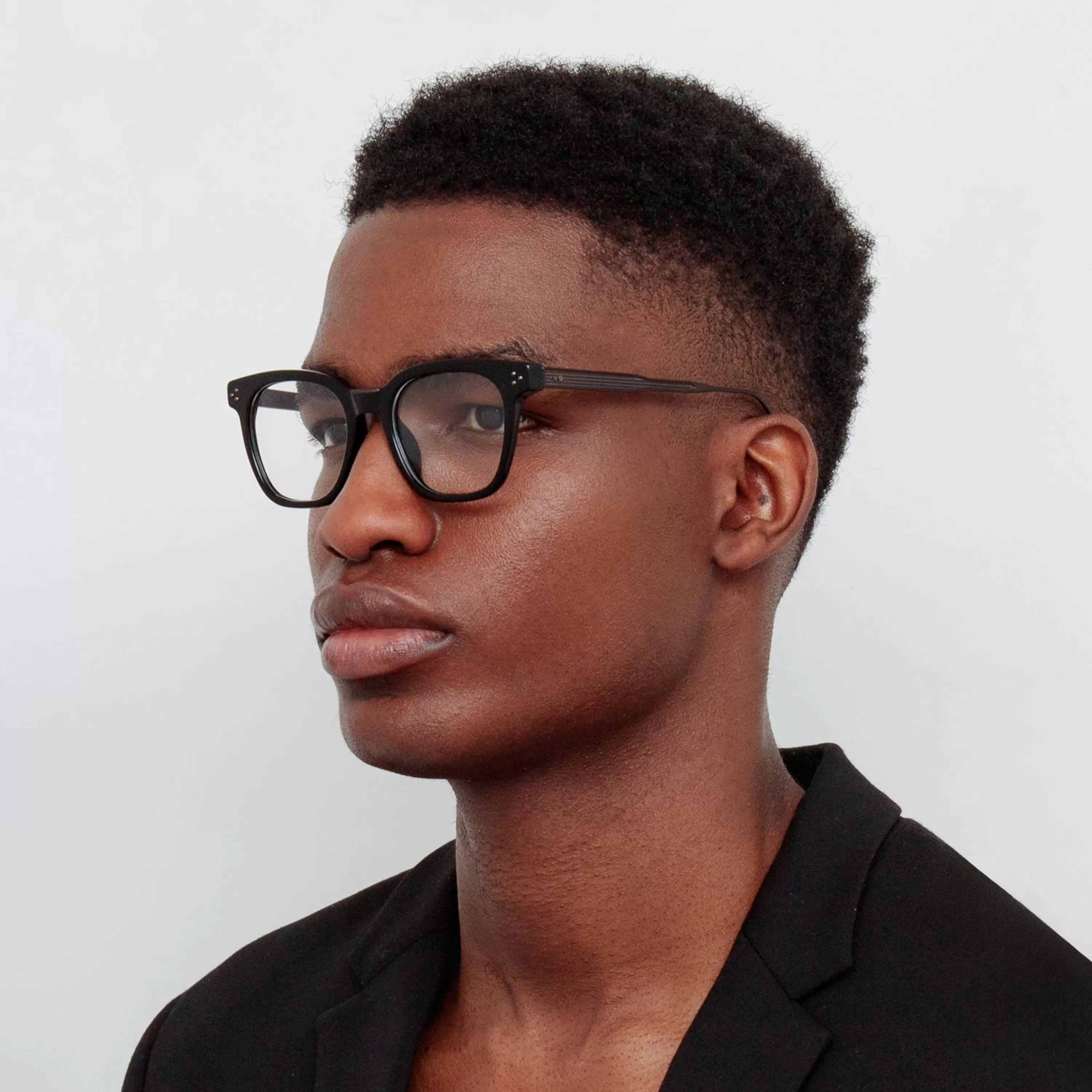 LINDA FARROW UK Men's Evans Optical D-Frame in Black and Matt Nickel