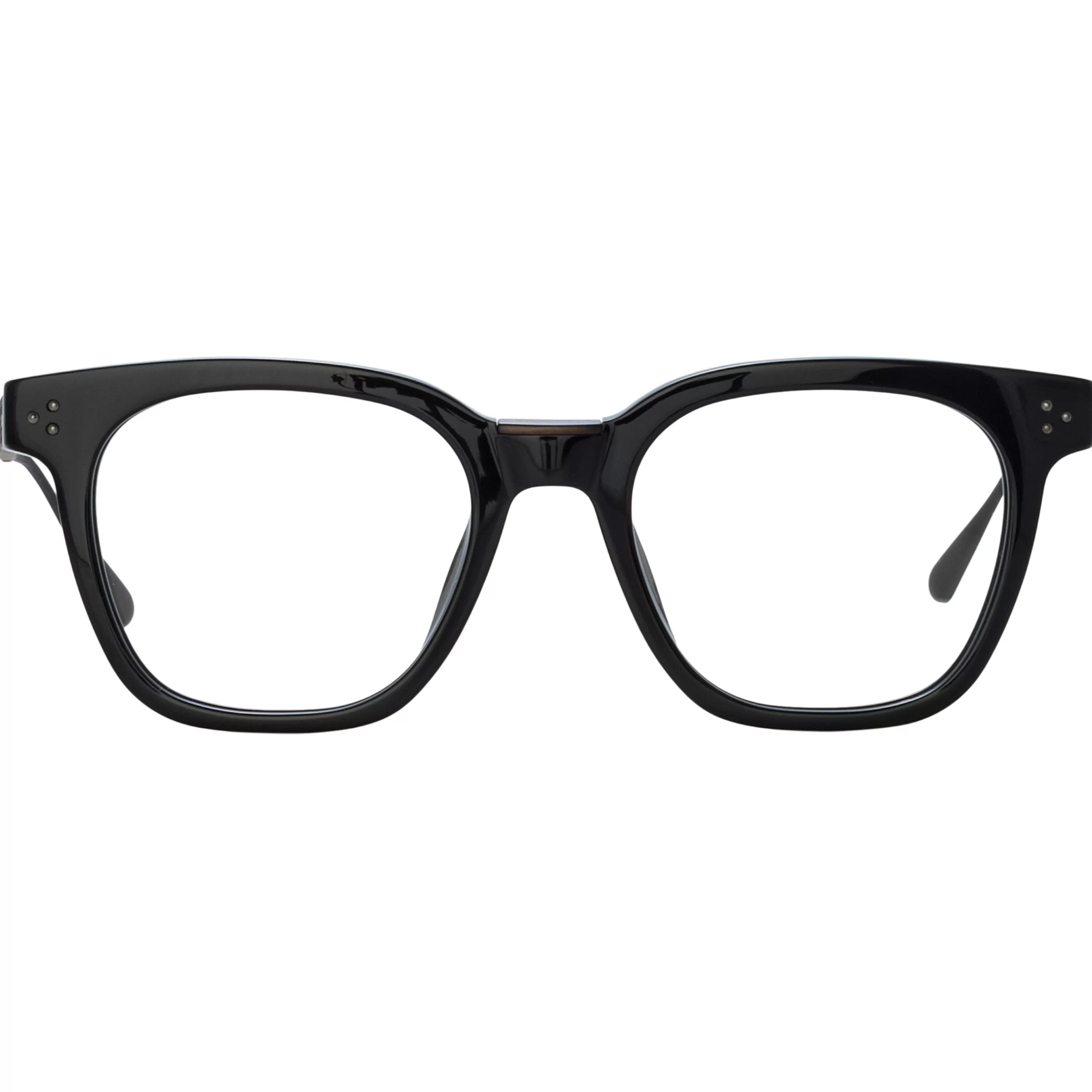 LINDA FARROW UK Men's Evans Optical D-Frame in Black and Matt Nickel