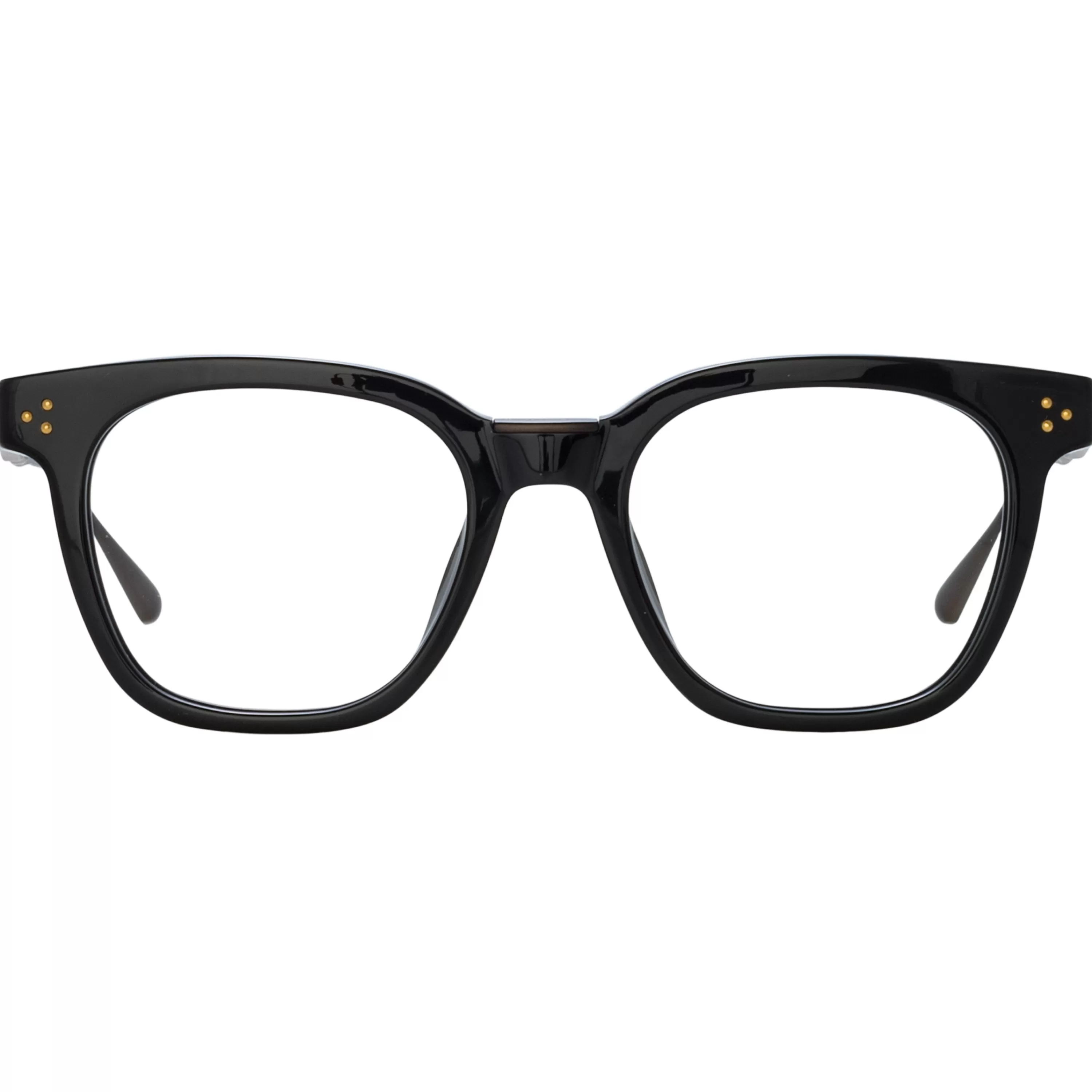 LINDA FARROW UK Men's Evans Optical D-Frame in Black and Yellow Gold
