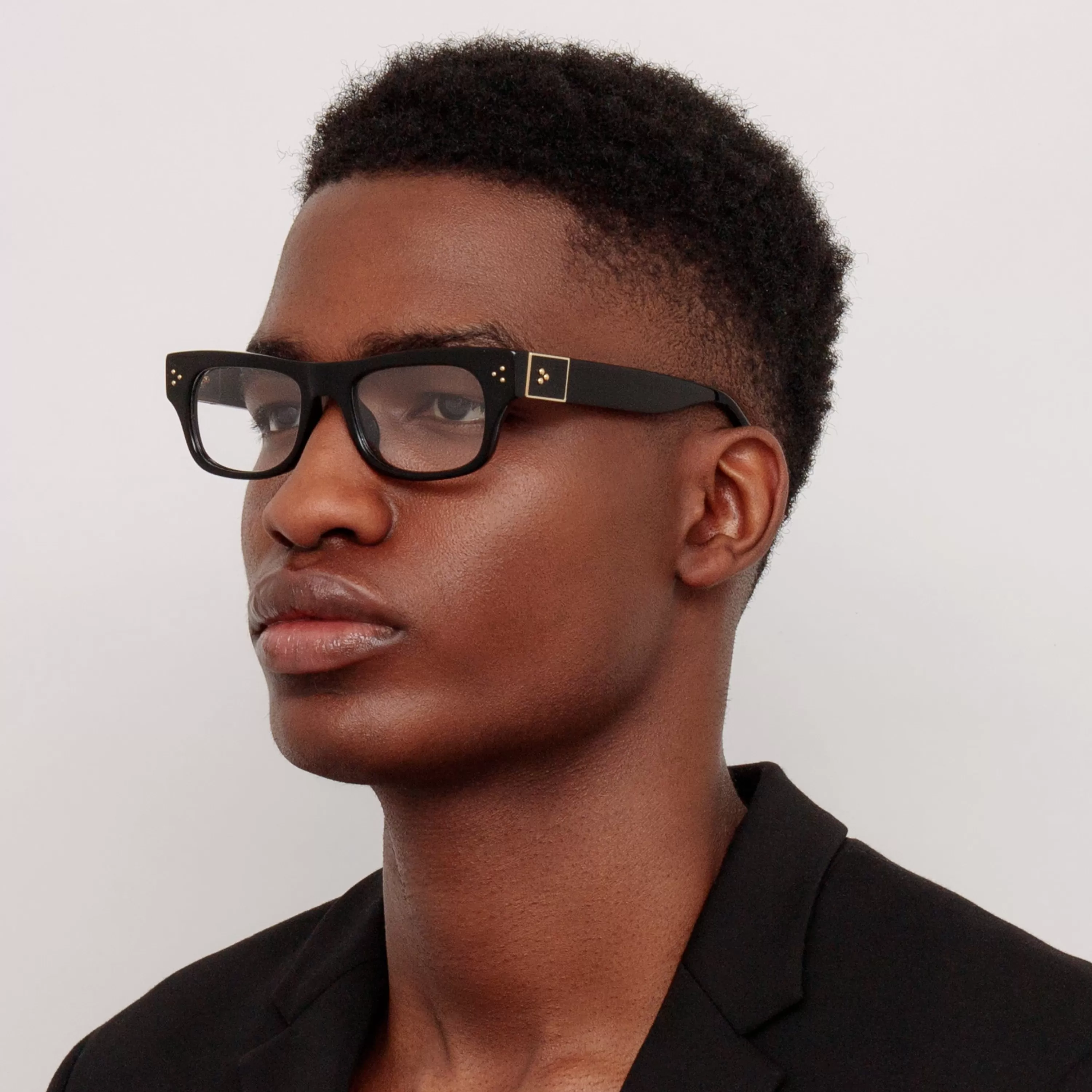 LINDA FARROW (U.K.) Men's Falck Rectangular Optical Frame in Black