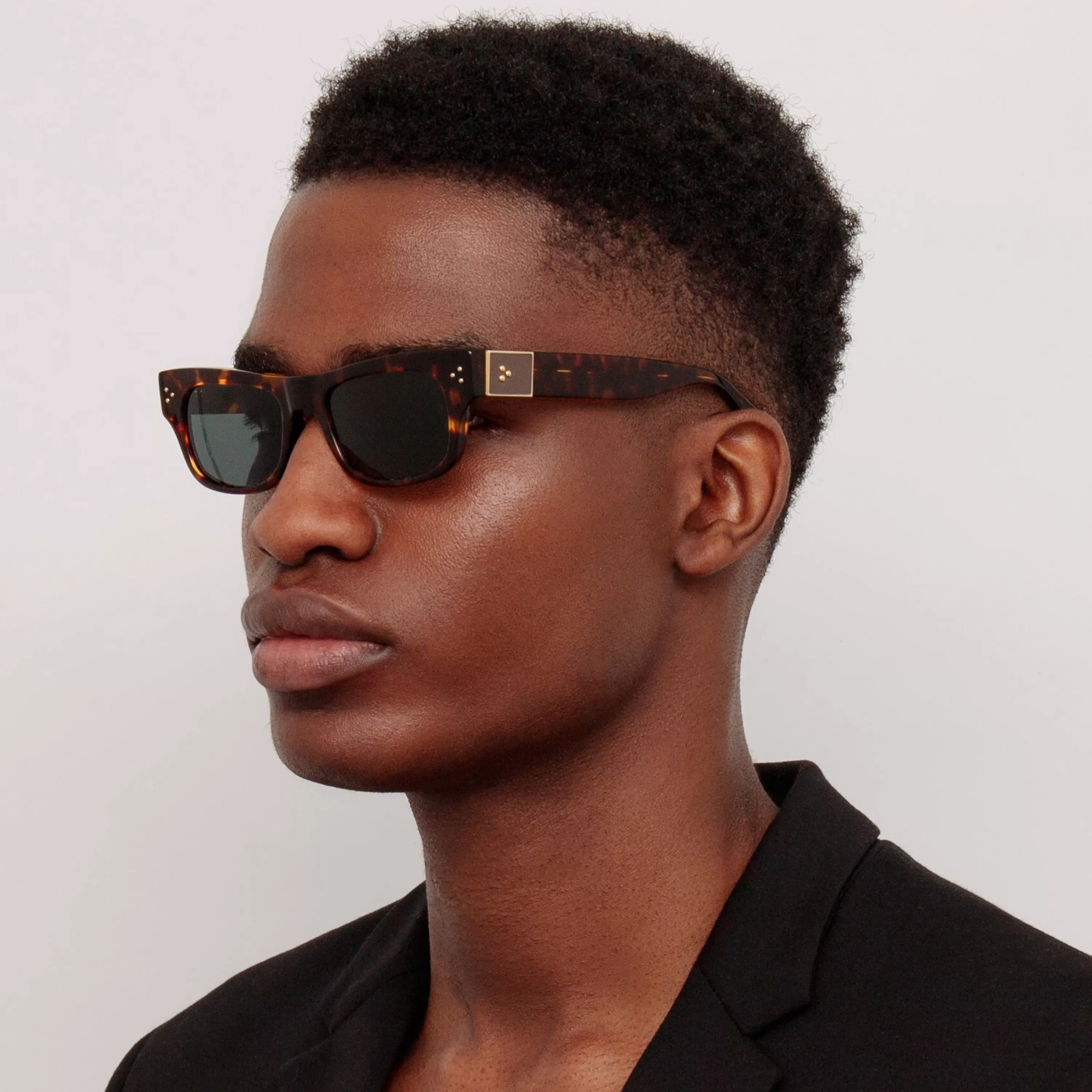 LINDA FARROW (U.K.) Men's Falck Rectangular Sunglasses in Tortoiseshell