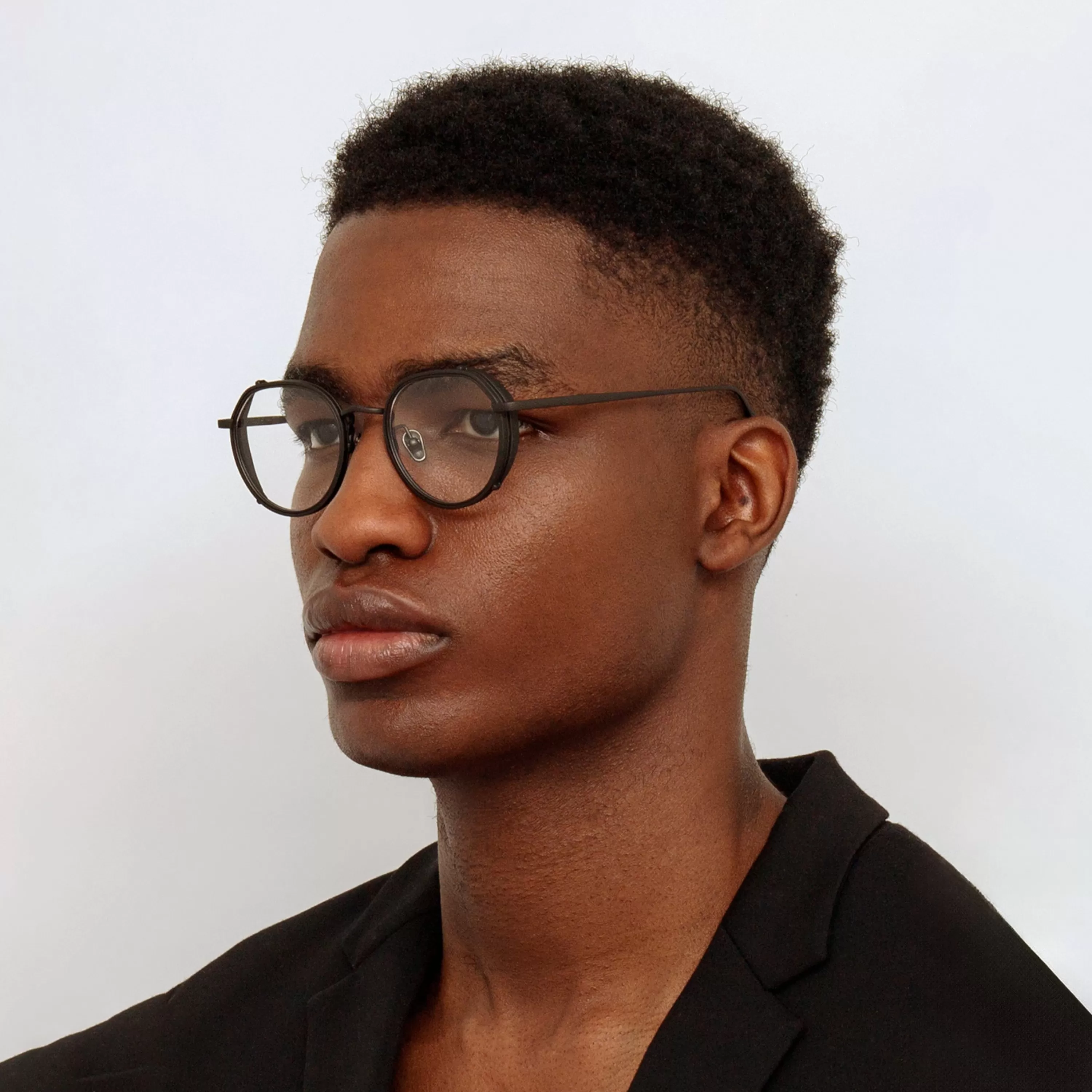 LINDA FARROW BLACK SERIES Men's Falcon Angular Sunglasses in Nickel