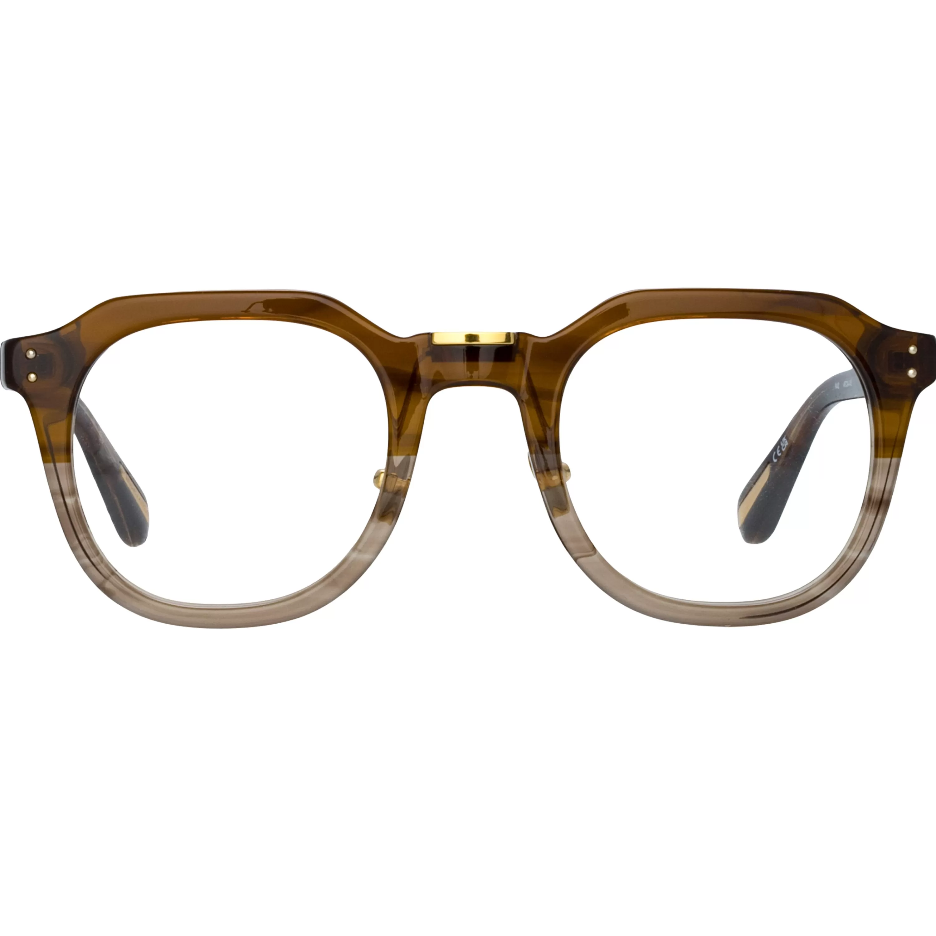 LINDA FARROW (U.K.) Men's Fletcher Angular Optical Frame in Caramel Horn