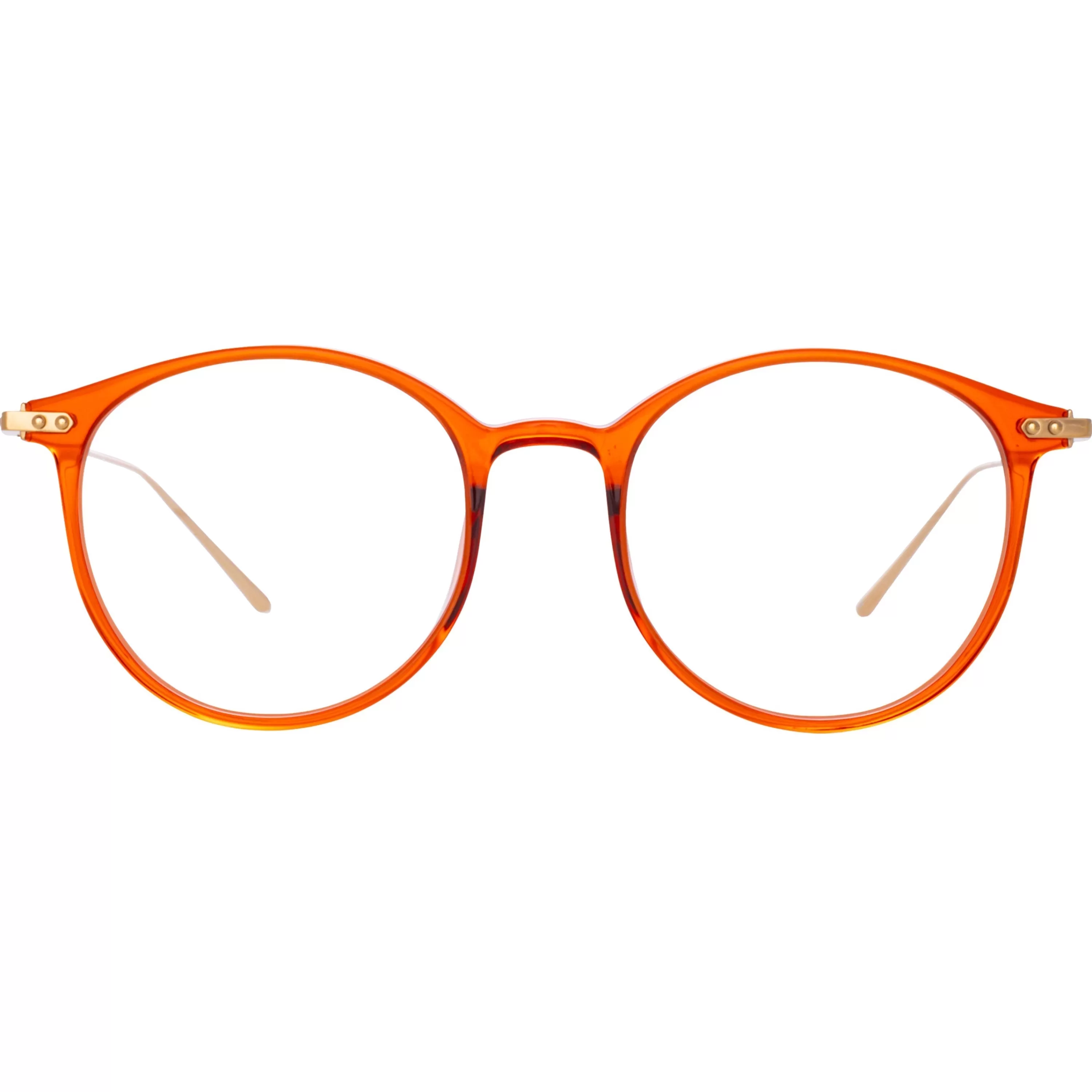 LINDA FARROW (U.K.) Men's Gray Oval Optical Frame in Amber (Asian Fit)