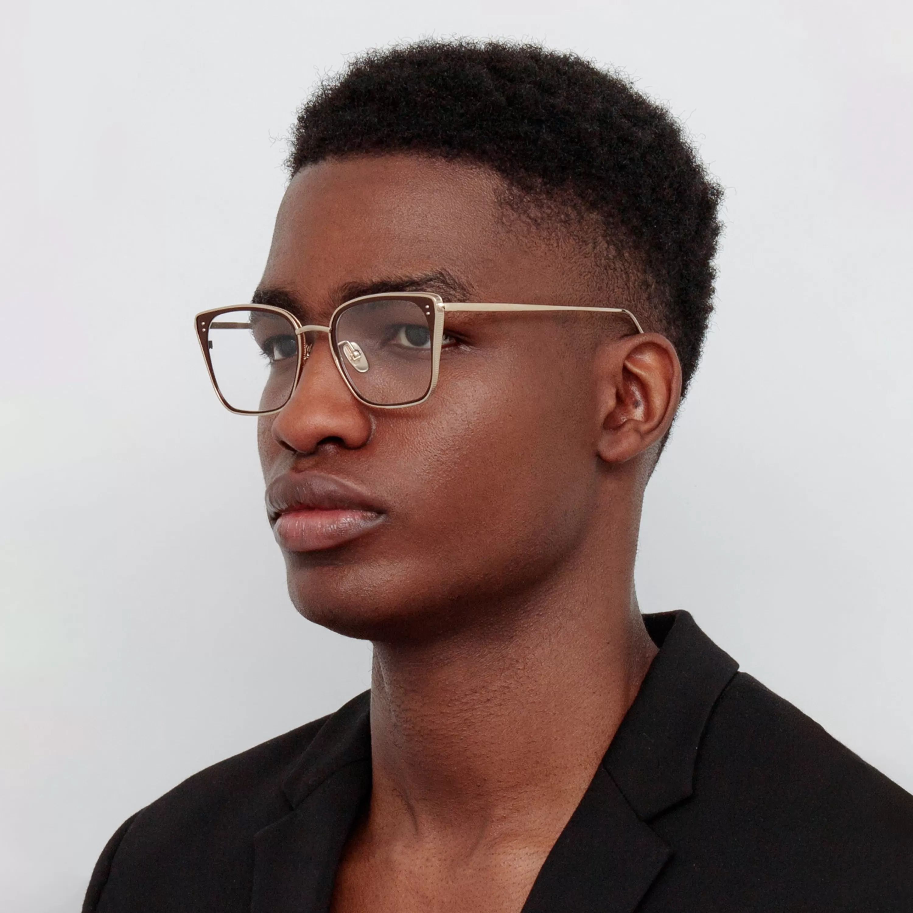 Women LINDA FARROW (U.K.) Men's Hans Square Optical Frame in Light Gold