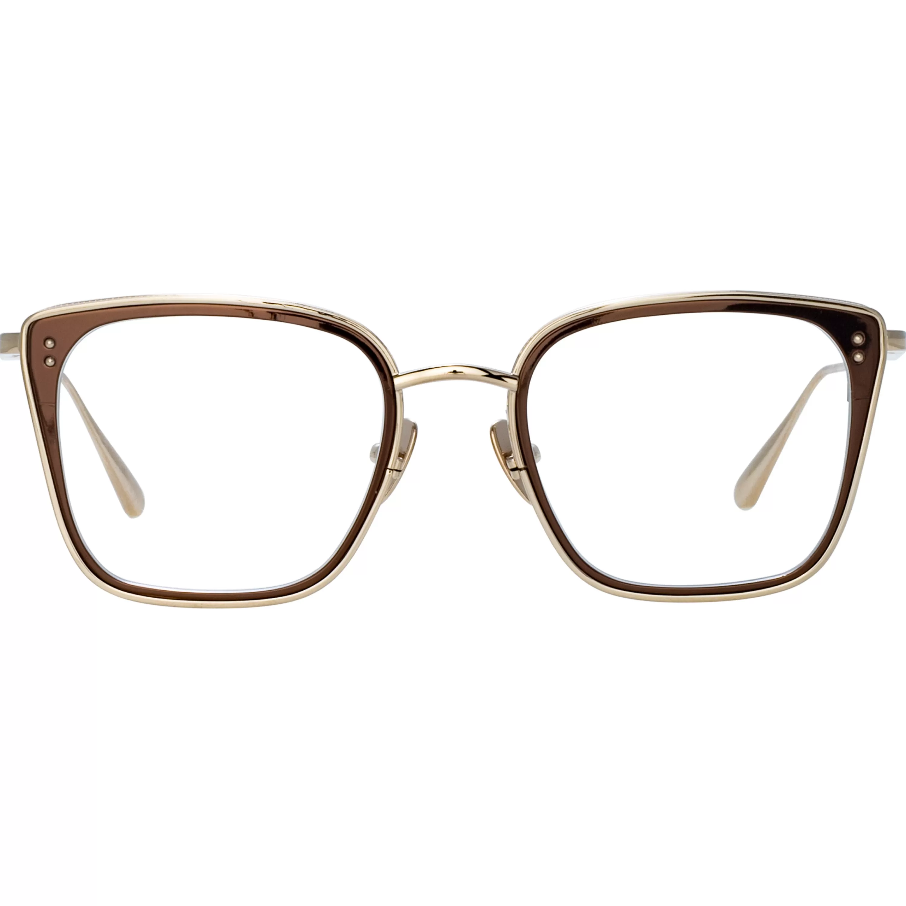 Women LINDA FARROW (U.K.) Men's Hans Square Optical Frame in Light Gold
