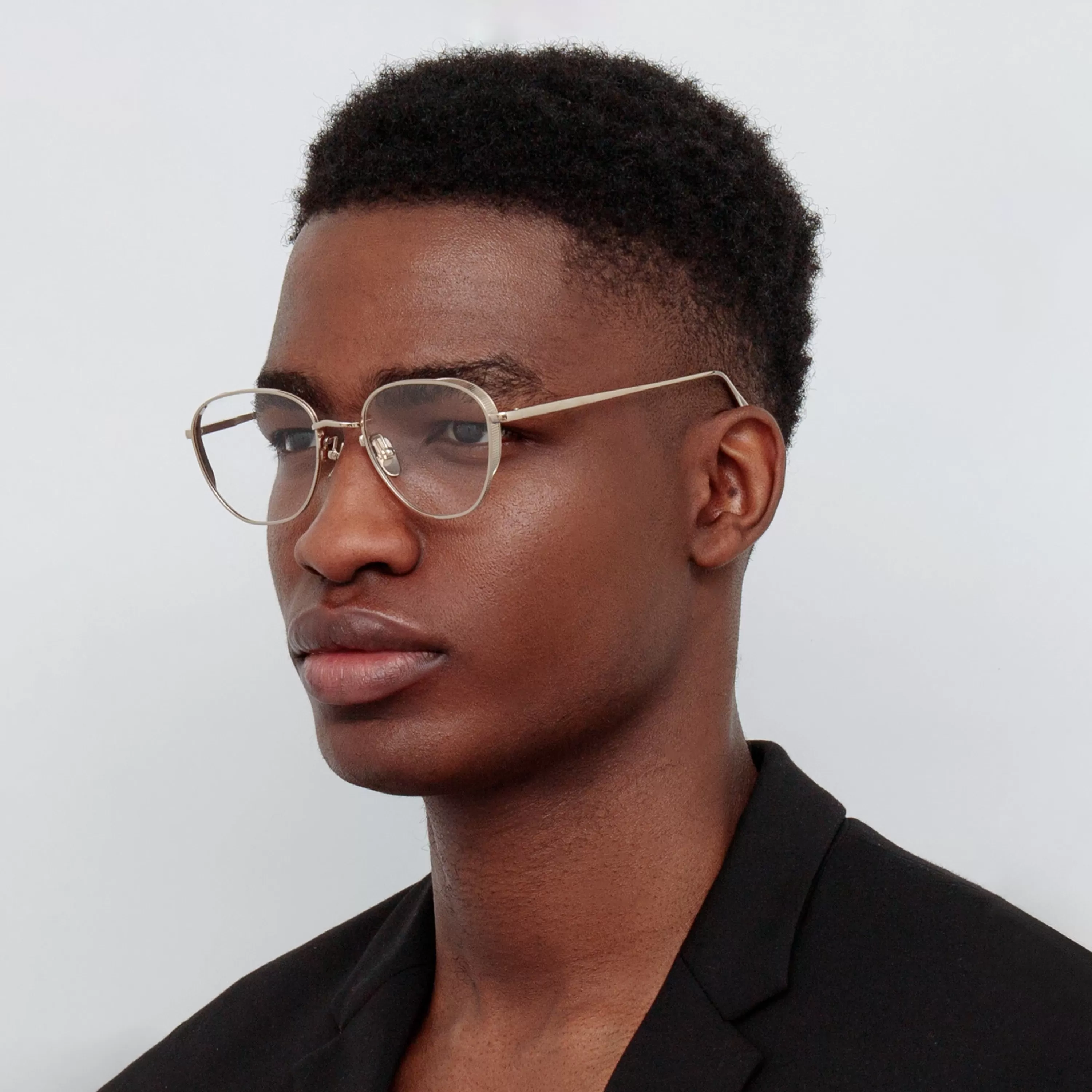 LINDA FARROW BLACK SERIES Men's Hardy Oval Optical Frame in Light Gold