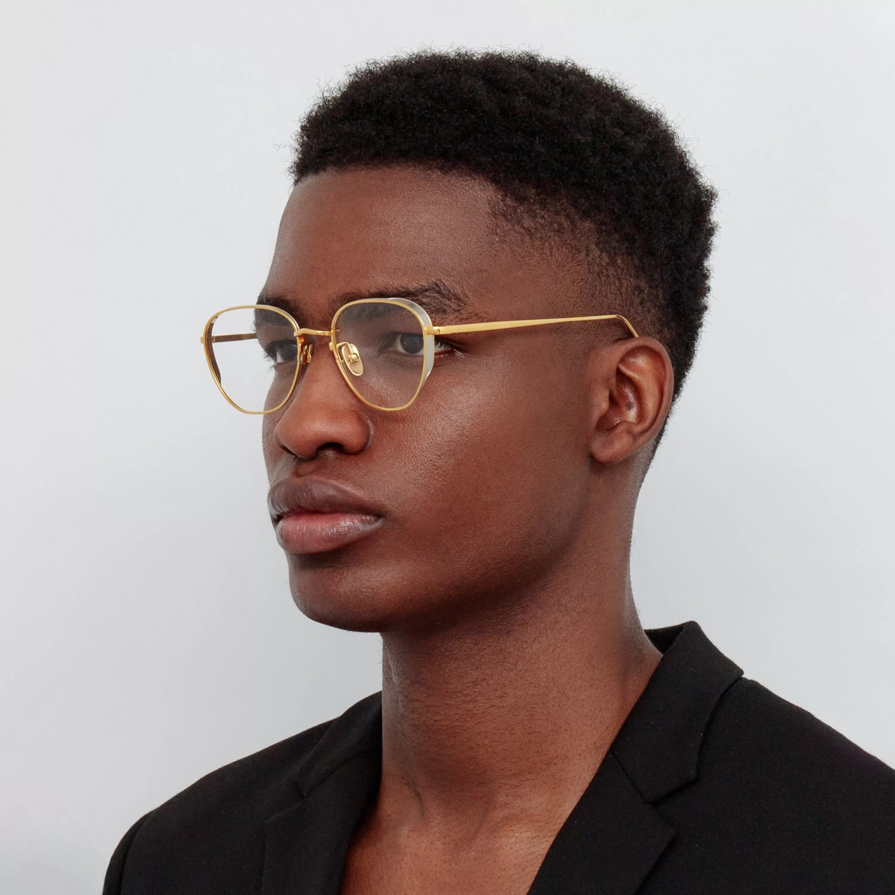 LINDA FARROW BLACK SERIES Men's Hardy Oval Optical Frame in Yellow Gold