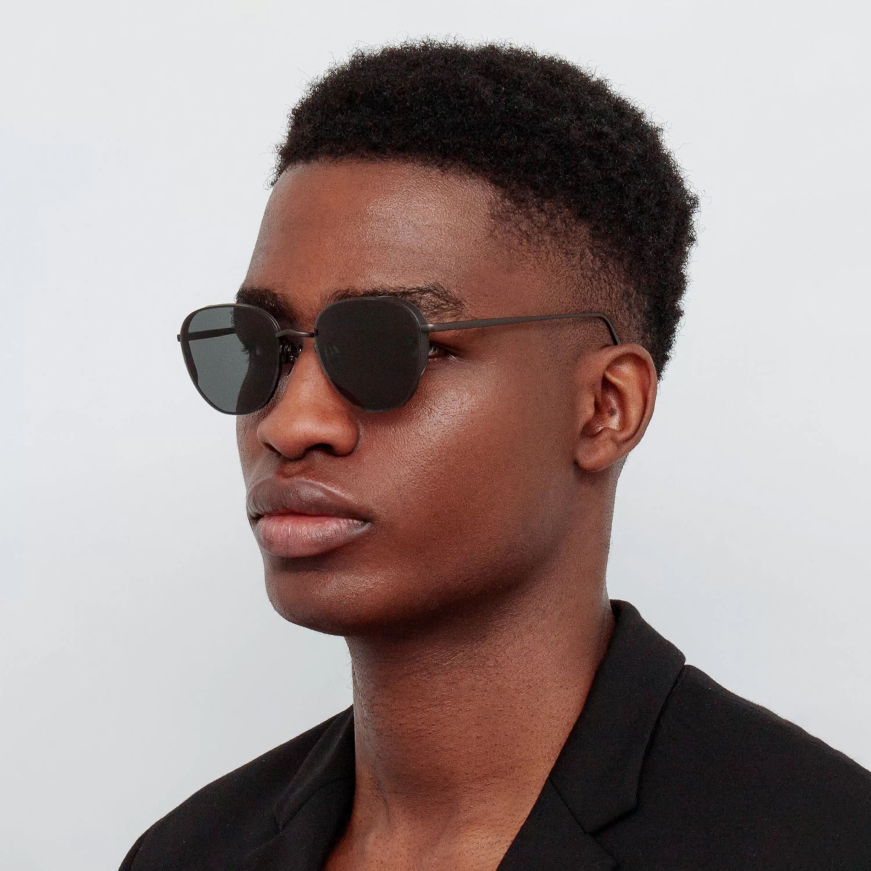 LINDA FARROW BLACK SERIES Men's Hardy Oval Sunglasses in Nickel