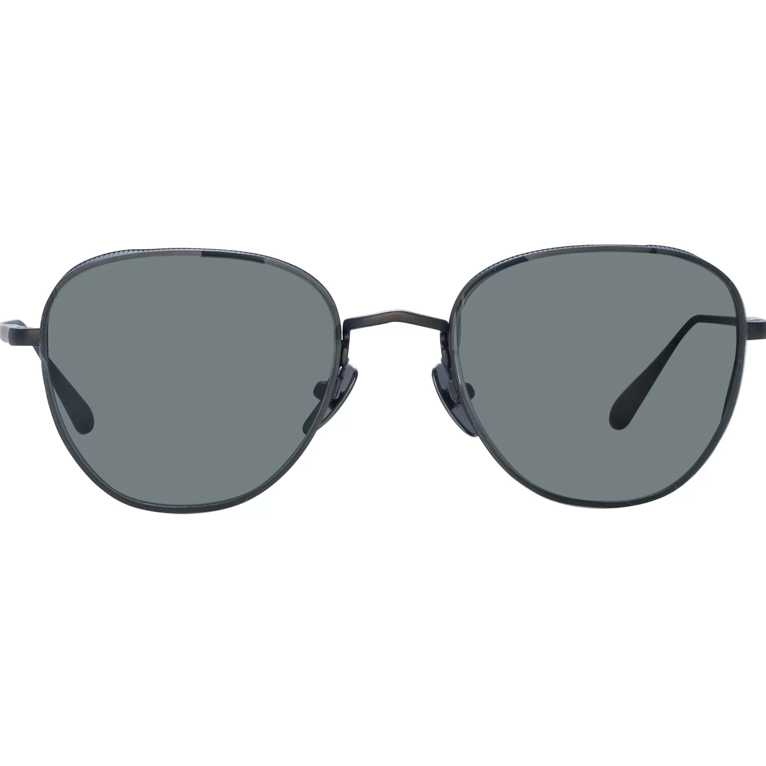 LINDA FARROW BLACK SERIES Men's Hardy Oval Sunglasses in Nickel