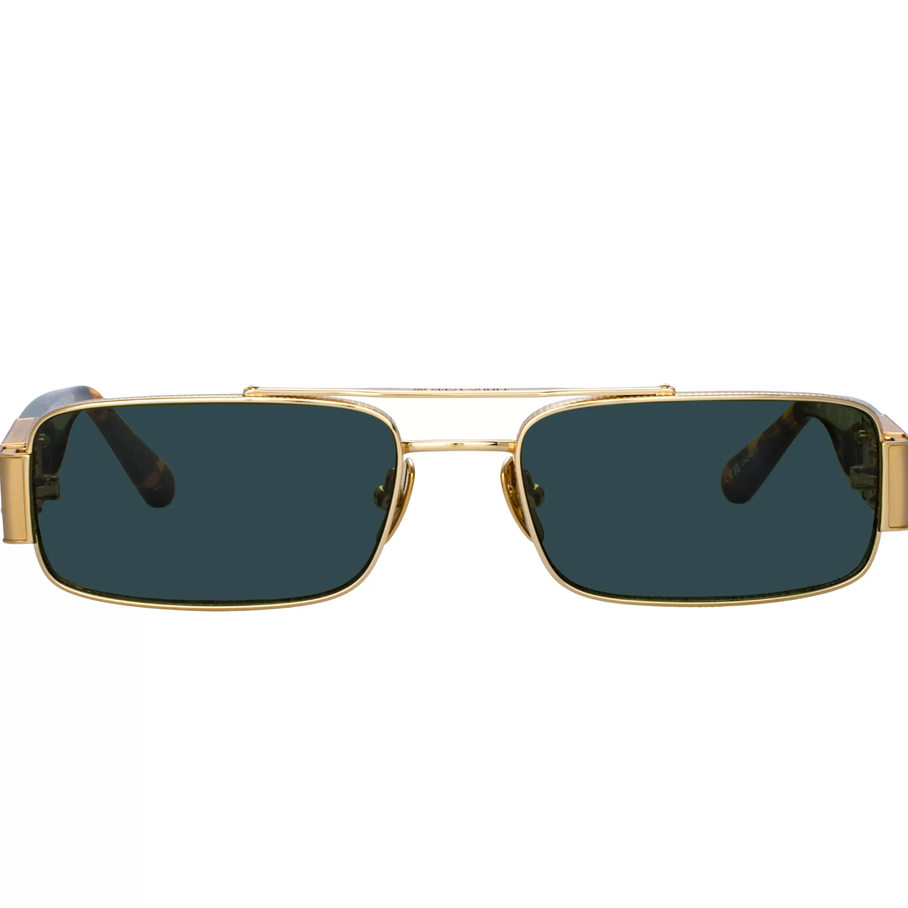 LINDA FARROW (U.K.) Men's Joey Rectangular Sunglasses in Light Gold