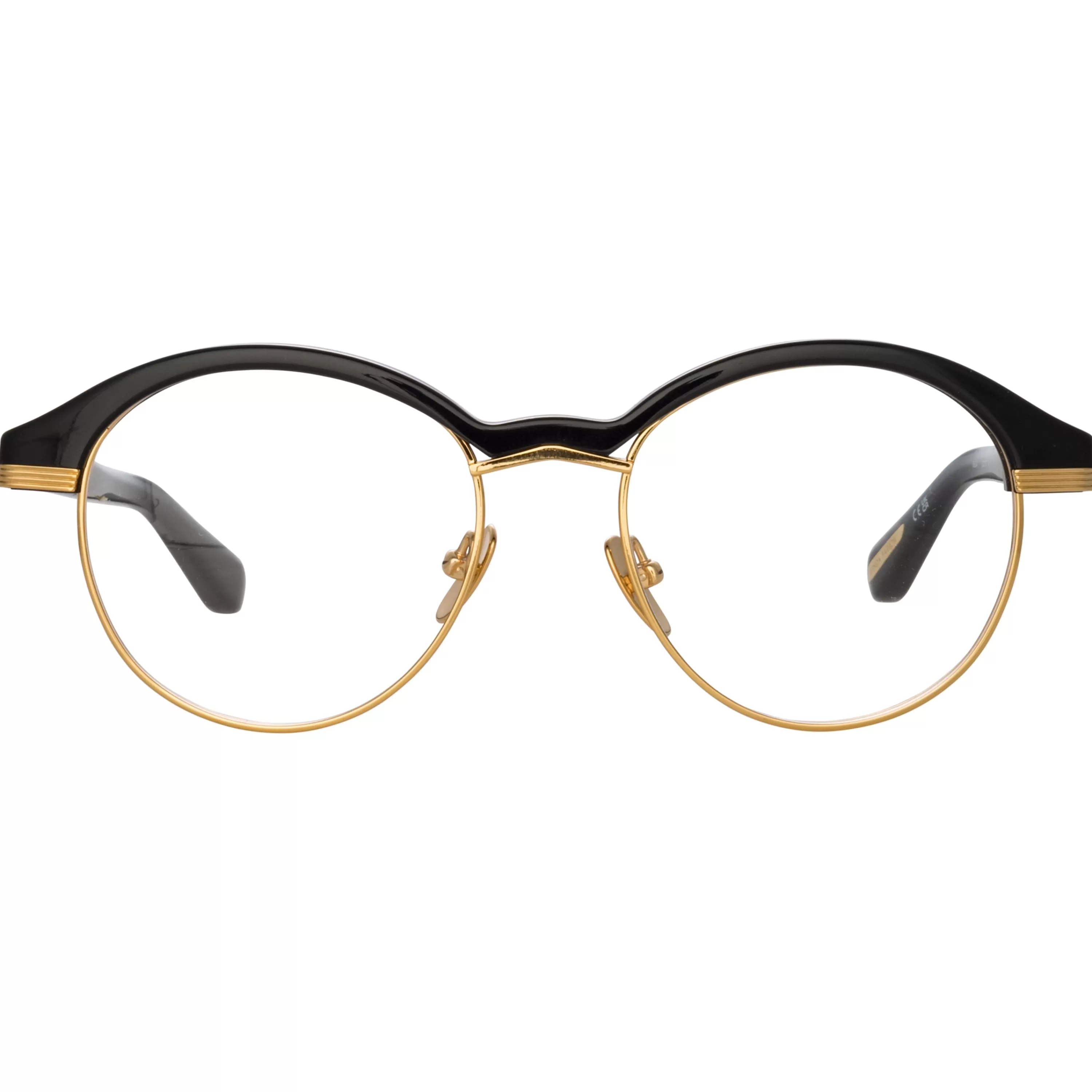 LINDA FARROW (U.K.) Men's Keen Oval Optical Frame in Black