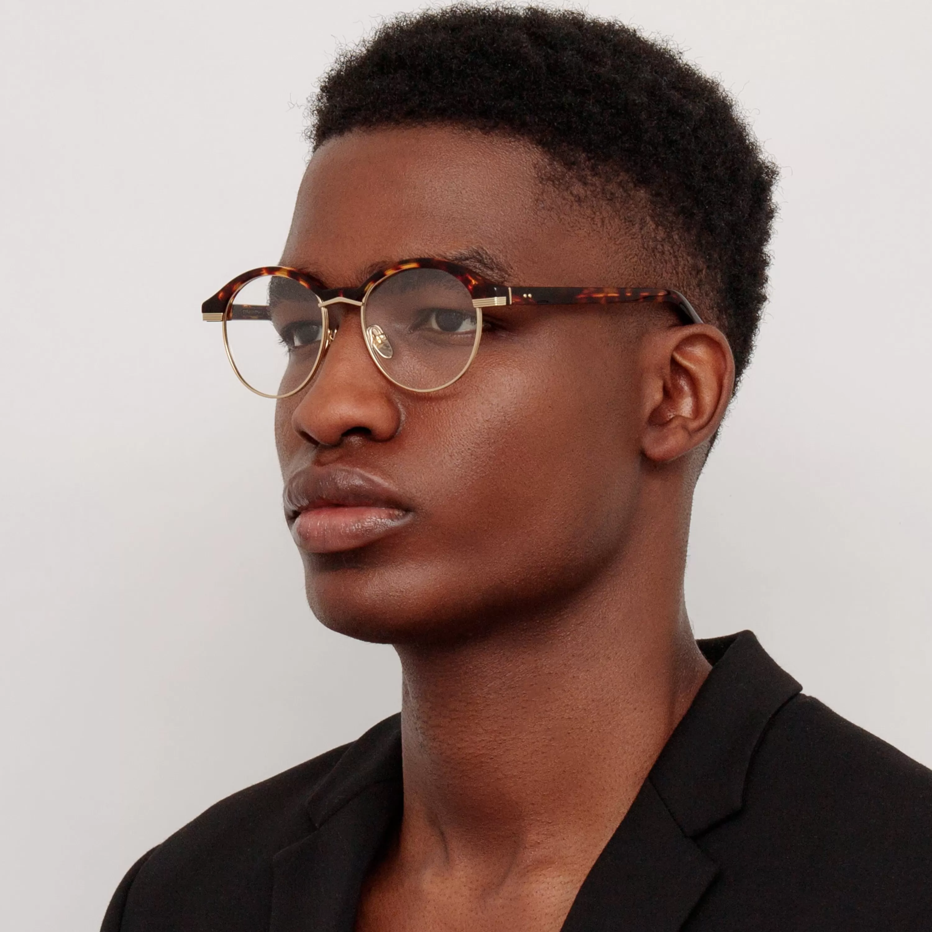 LINDA FARROW (U.K.) Men's Keen Oval Optical Frame in Tortoiseshell