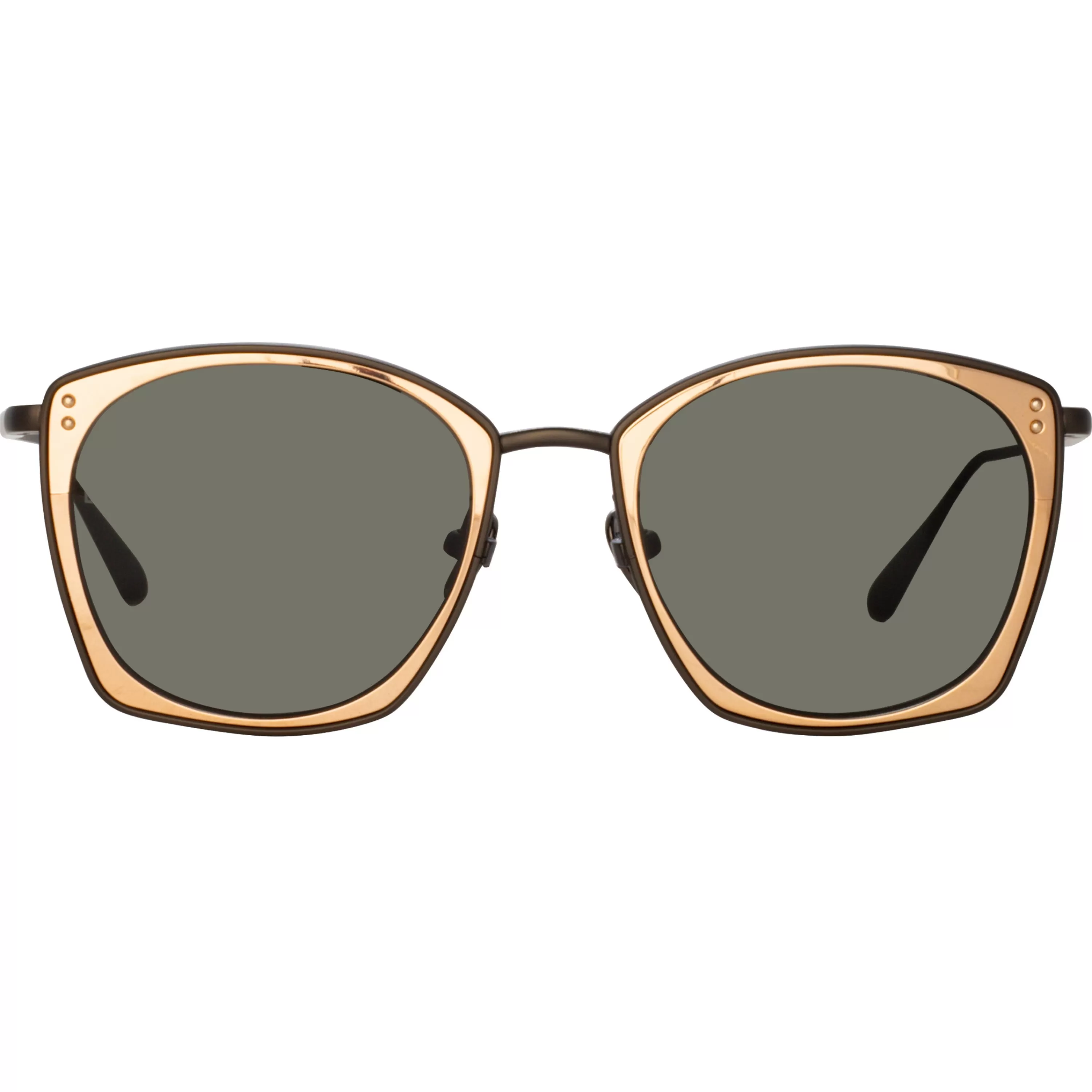 LINDA FARROW (U.K.) Men's Milo Square Sunglasses in Nickel and Rose Gold