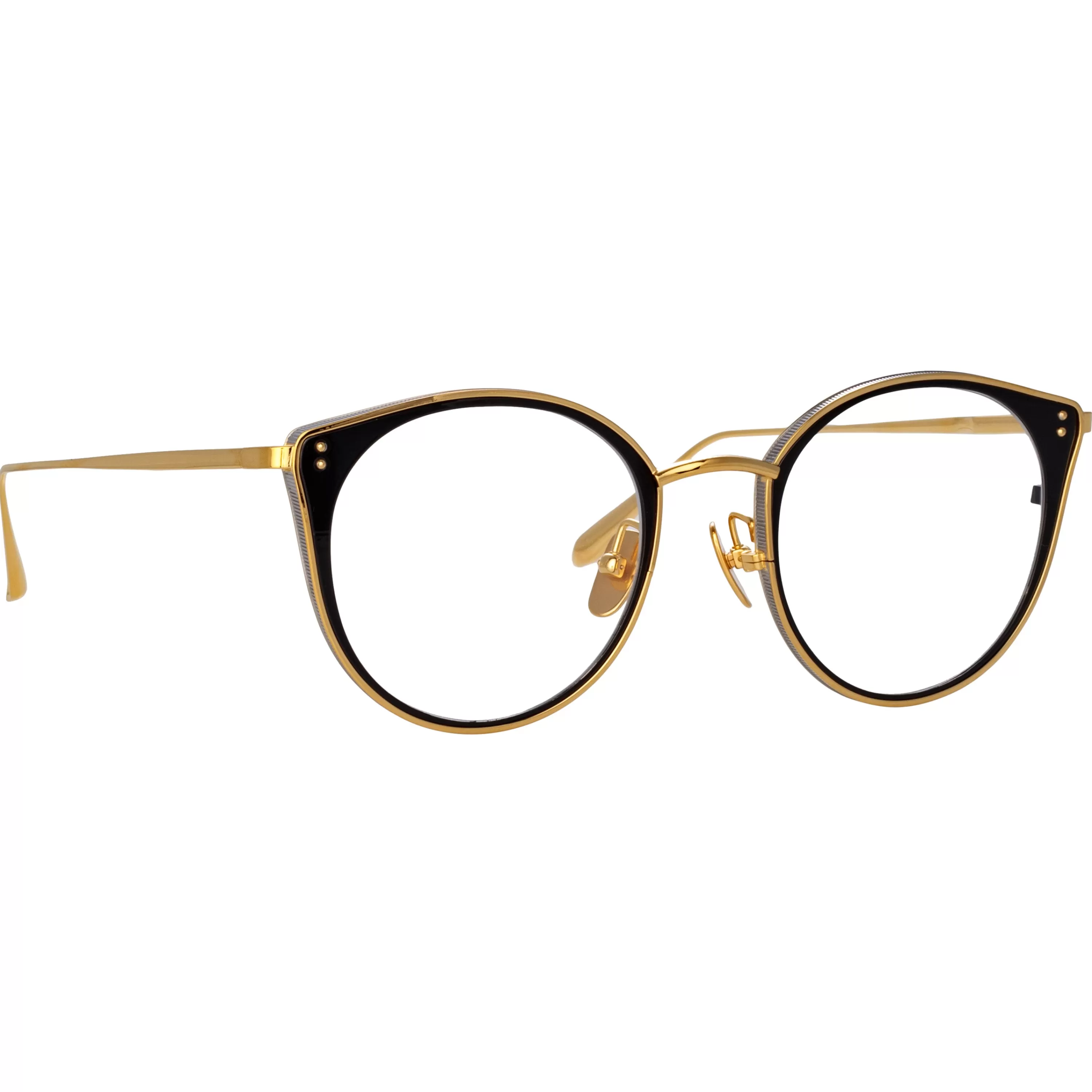 LINDA FARROW (U.K.) Men's Neusa Oval Optical Frame in Yellow Gold
